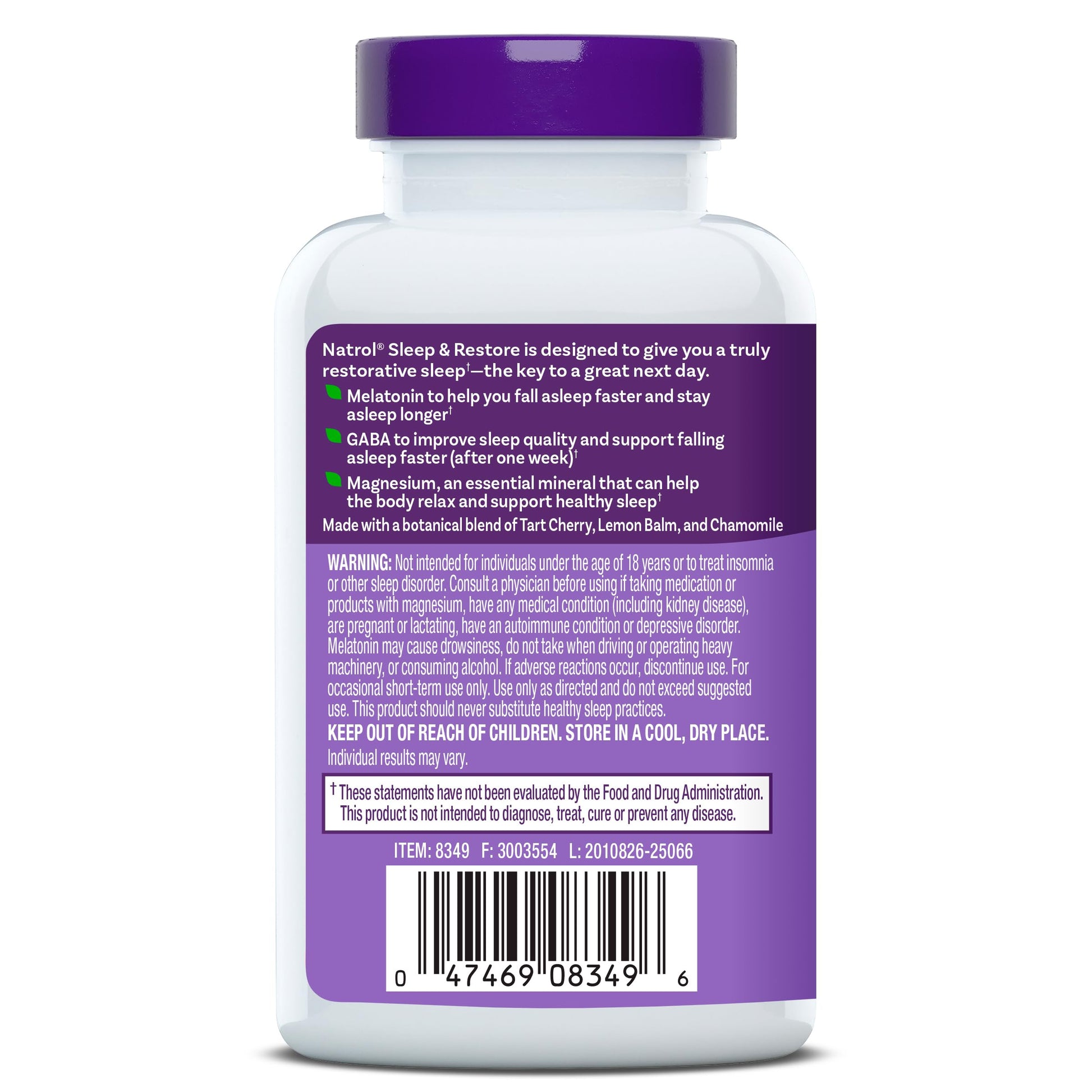Natrol Sleep & Restore Capsules - Calm Magnesium Glycinate, Magnesium Sleep Aid with GABA, Melatonin 5mg, Botanical Blend, 30 Day Supply NatrolAu supplements