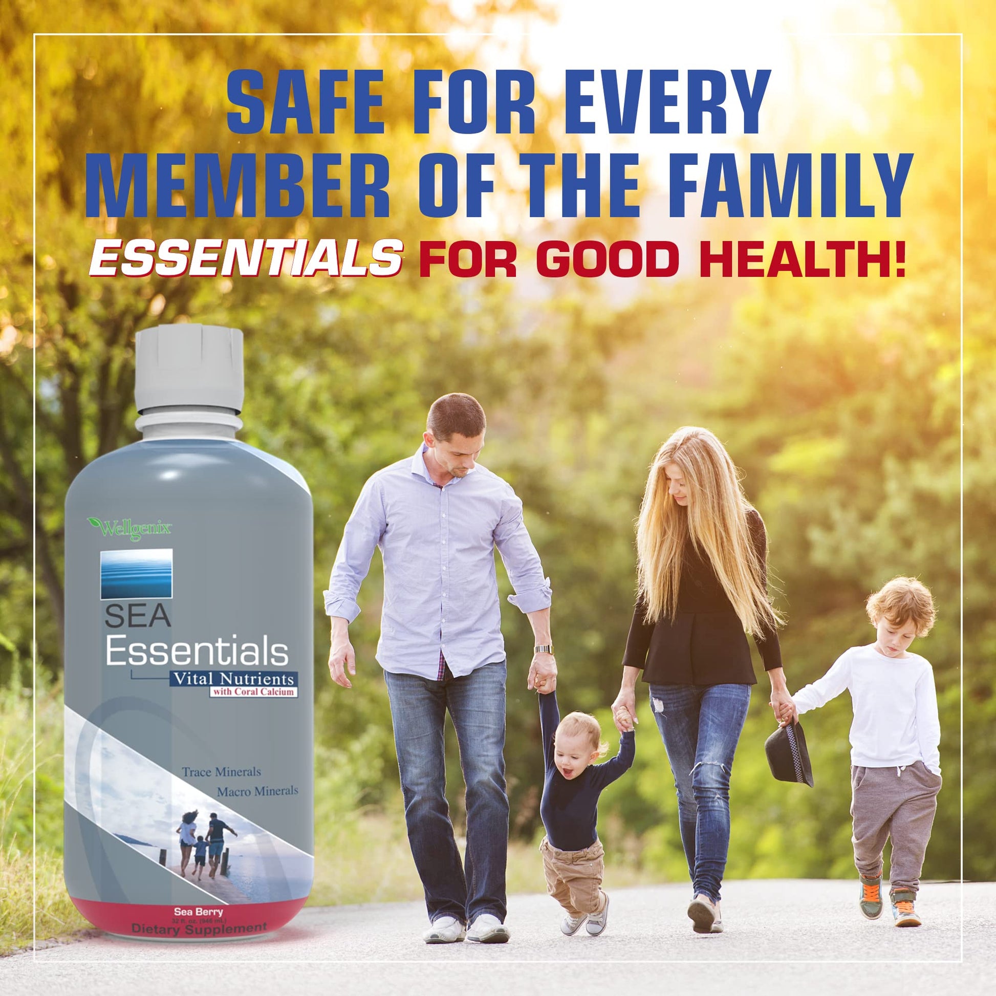 Wellgenix Sea Essentials Liquid Mineral Dietary Supplement with Trace and Macro Minerals and Coral Calcium – Sea Berry Flavor – 32 fl oz WellgenixAu supplements