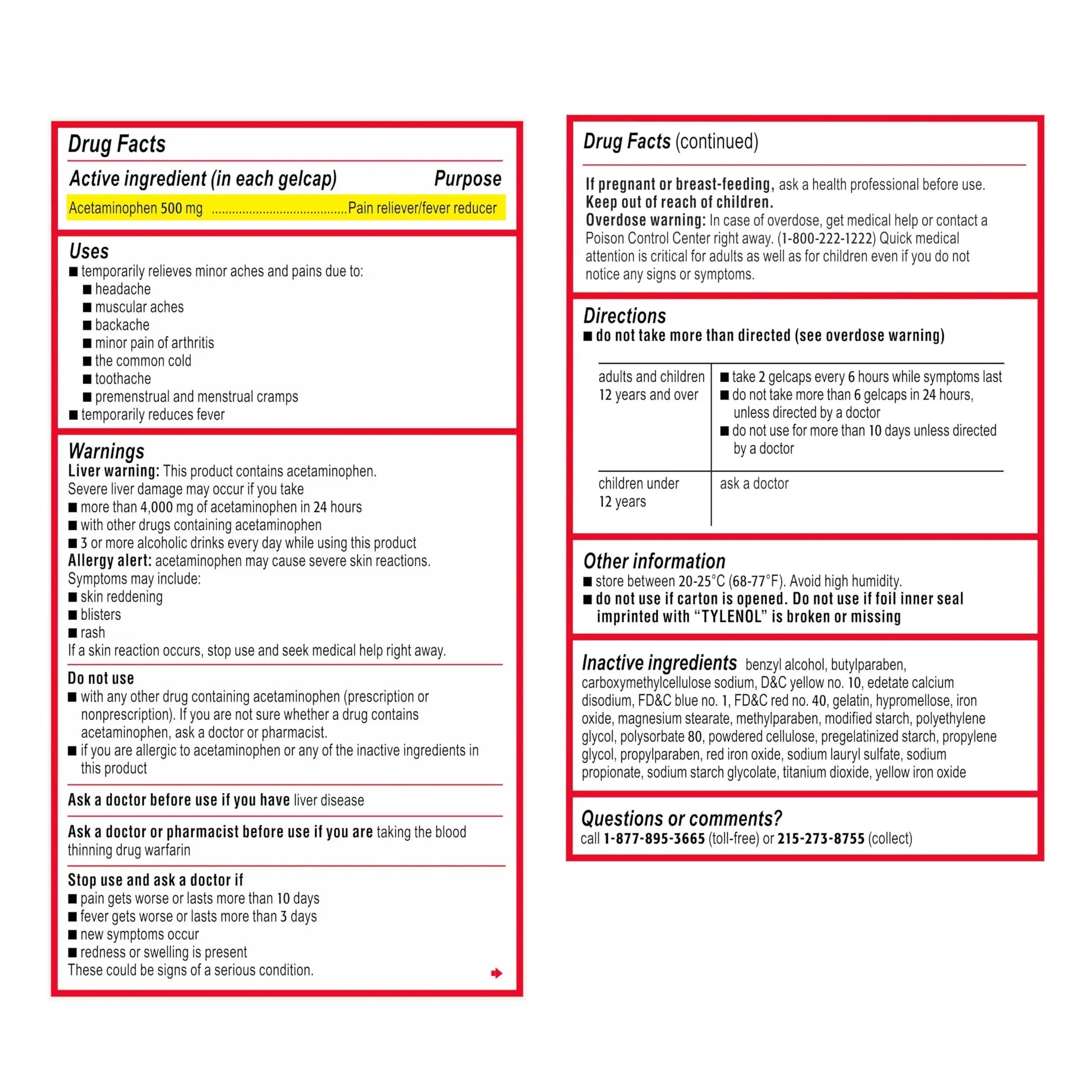Tylenol Extra Strength Acetaminophen Rapid Release Gels, Fast, Strong Pain Relief, Fever Reducer Medicine, 500 mg Gelcaps with Laser‑Drilled Holes for Fast Release, Value Size, 225 Count TylenolAu supplements