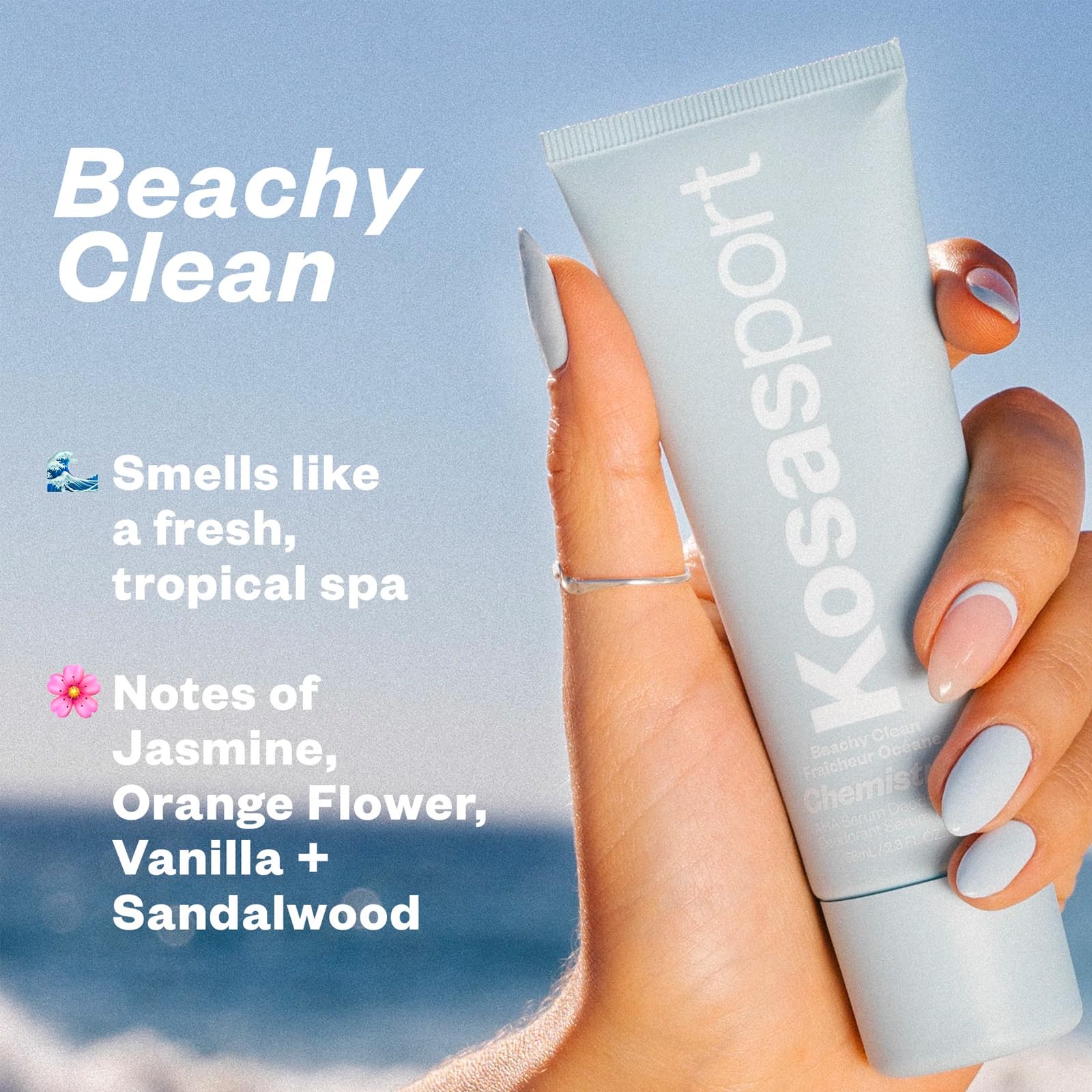 Kosas Chemistry Deodorant - Aluminium and Baking Soda Free + BO-Fighting AHA Serum that Exfoliates, Softens, and Nourishes the Skin, (Beachy Clean) KosasAu supplements