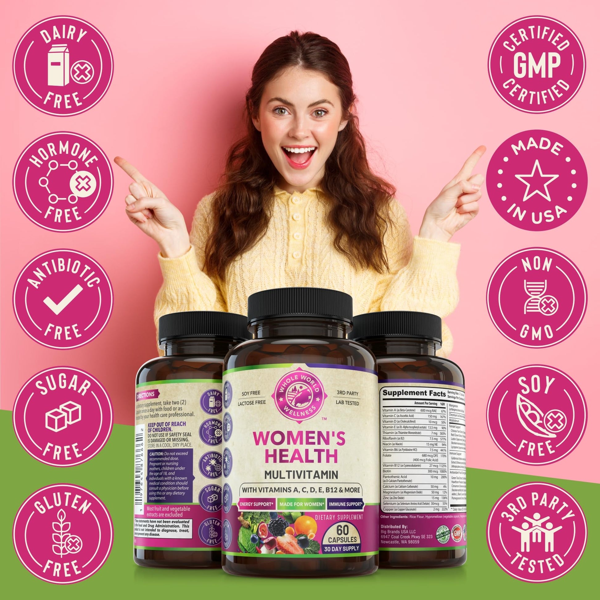 WHOLE WORLD WELLNESS Womens Daily Multivitamin Multimineral Supplement for Energy, Mood, Focus, Hair, Skin & Nails. Made for Women with 30+ Nutrients, Fruit & Energy Blend. Womens Vitamins, USA Made. WHOLE WORLD WELLNESSAu supplements
