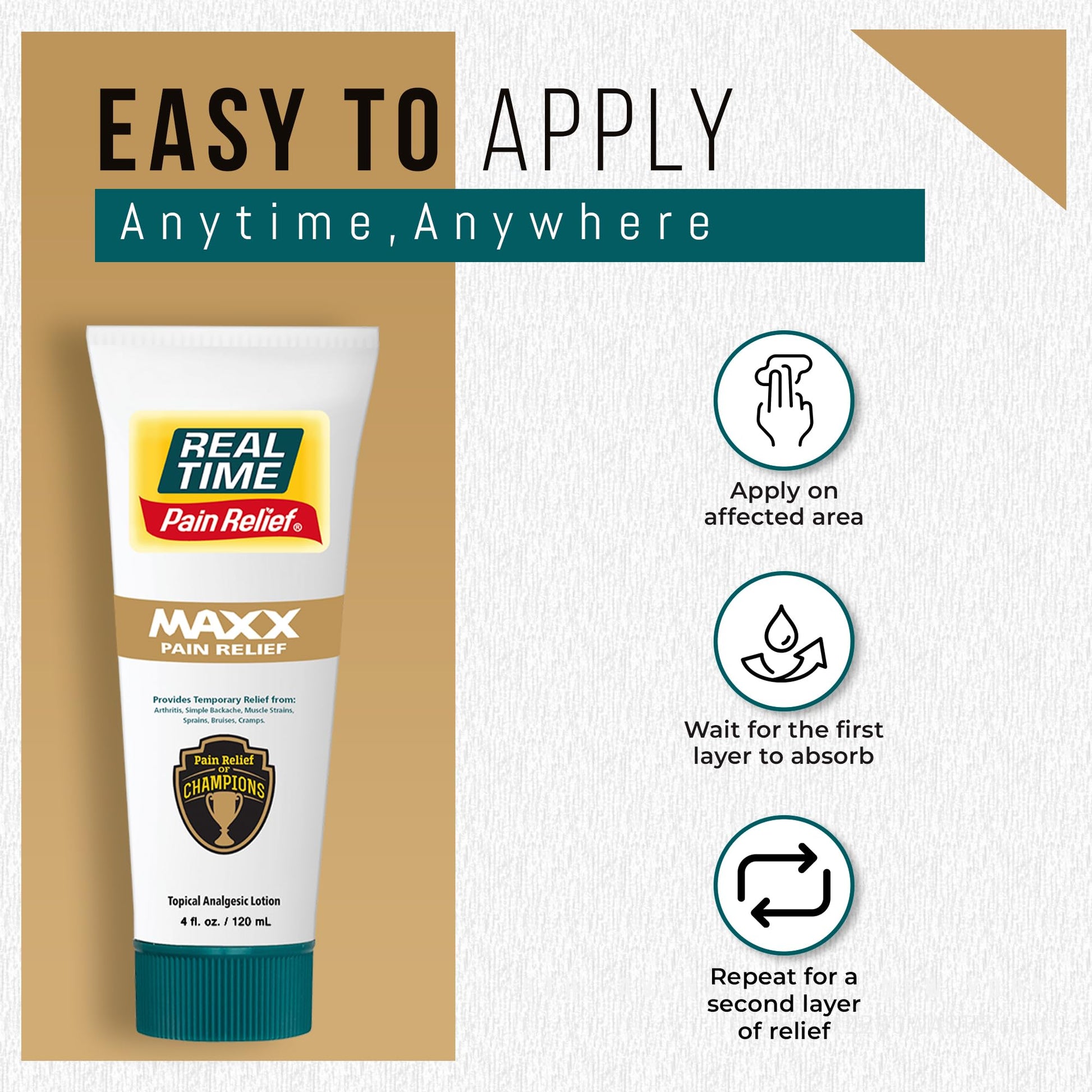 Real Time Pain Relief MAXX 4oz Tube | 18 Natural Ingredients: Arnica, Menthol & Peppermint | Maximum Strength Muscle Pain Relief Lotion for Arthritis, Hands, Ankles, Back, Shoulders, Knees & Joints Real Time Pain ReliefAu supplements