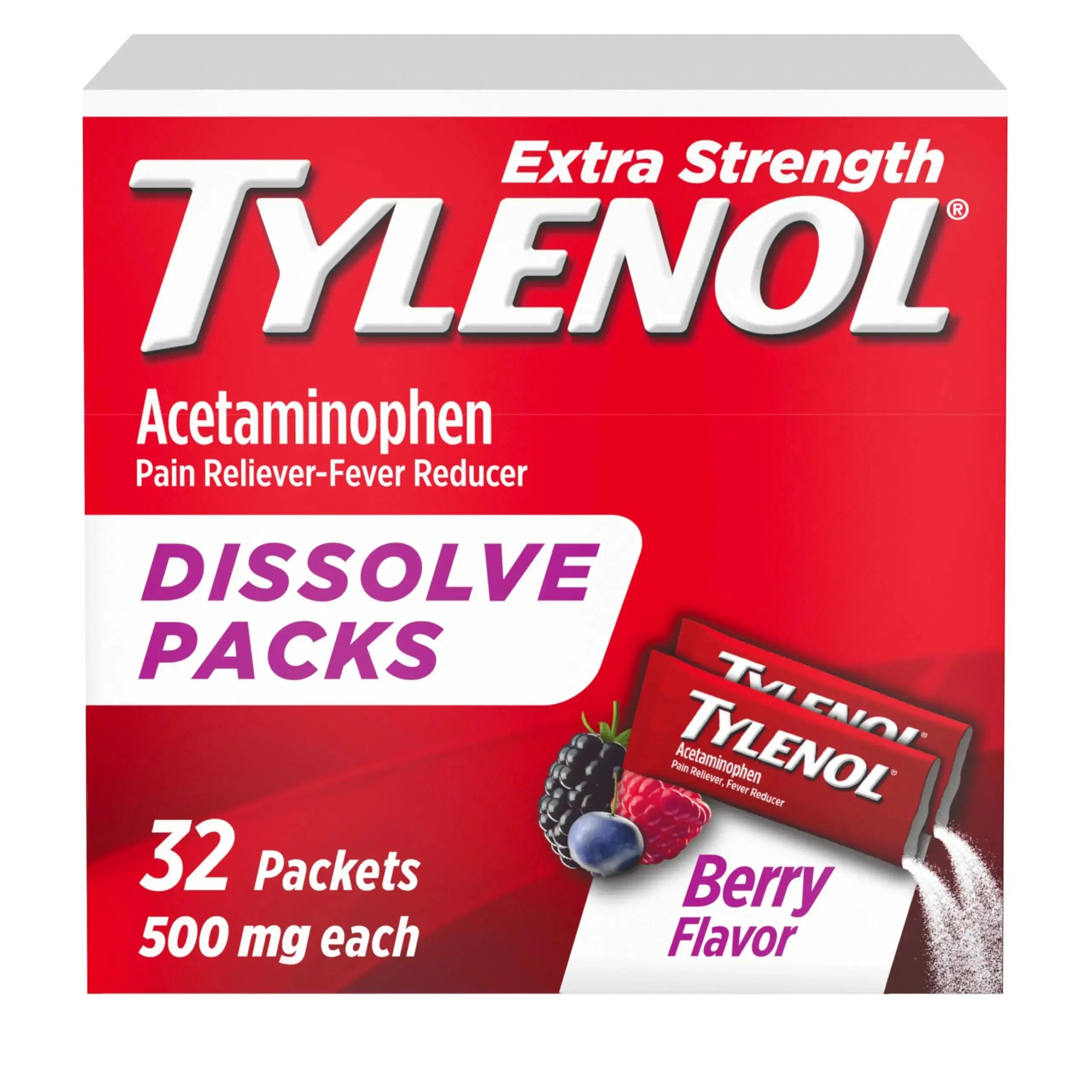 Tylenol Extra Strength Dissolve Powder Packs, 500 mg Acetaminophen Pain Reliever & Fever Reducer Medicine, Fast Relief for Minor Aches & Pains, Ibuprofen- & Aspirin-Free, On-the-Go Berry Flavor, 32 Ct TylenolAu supplements