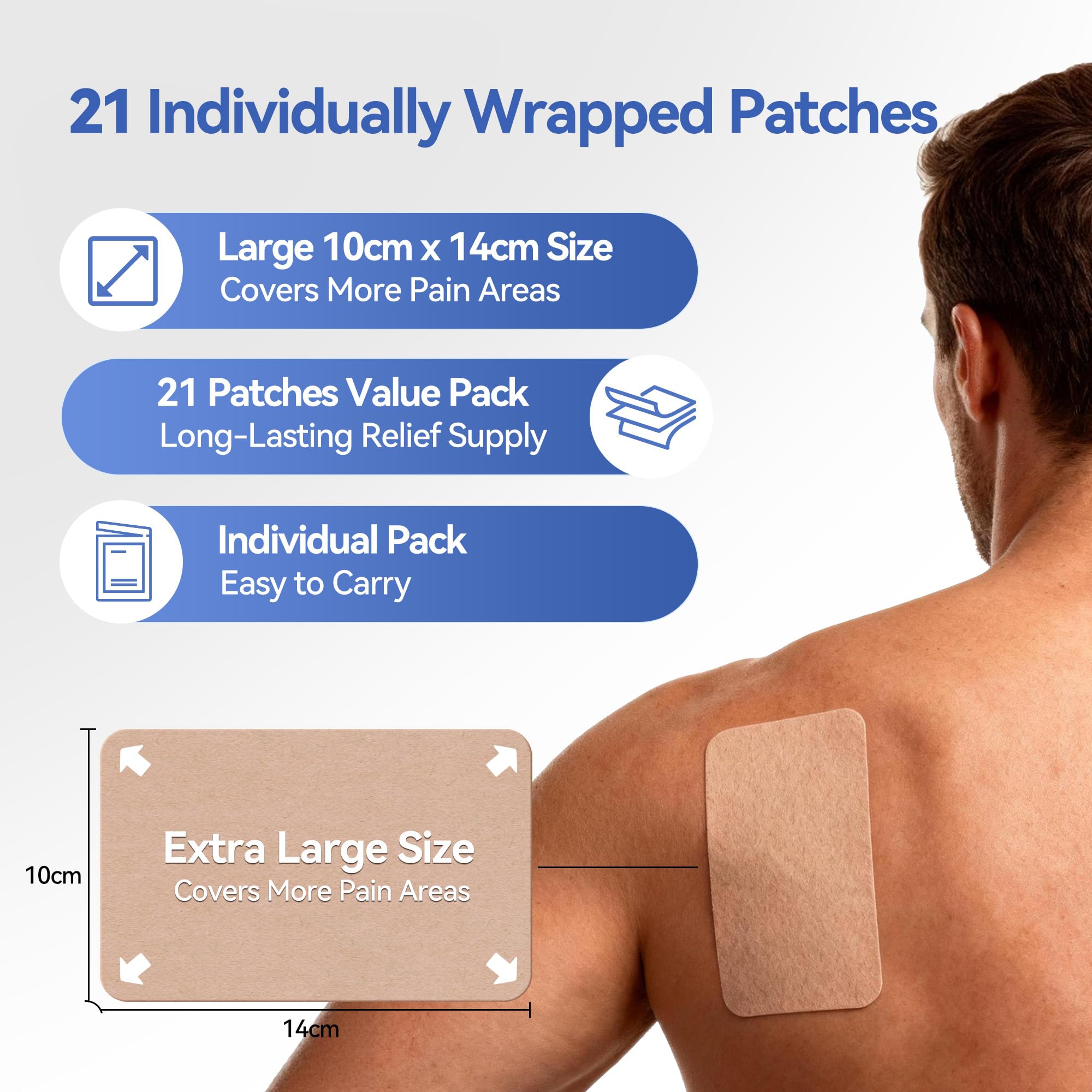 CARELAND 4% Lidocaine Patches Maximum Strength, 21 Count (10cm x 14cm) - OTC Pain Relief Patches with Stronger Adhesion for Back, Shoulder, Knee, Large Size CARELANDAu supplements