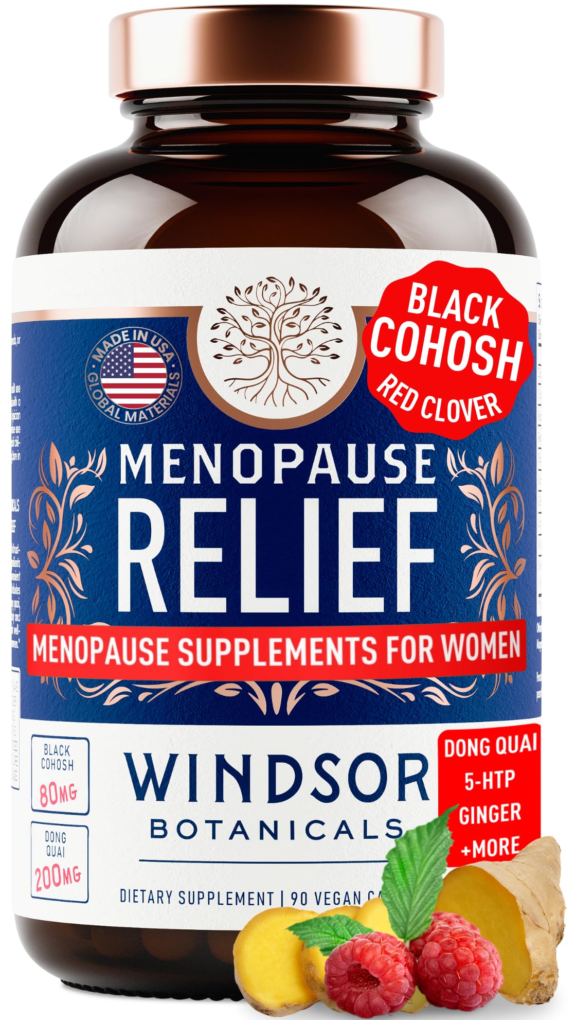 Menopause Supplements for Women - 5-HTP, Dong Quai, Black Cohosh for Menopause Hot Flashes, Night Sweats Relief Support - Womens Pre Meno Premenopausal Perimenopause Supplement - 90 Caps WINDSOR BOTANICALSAu supplements