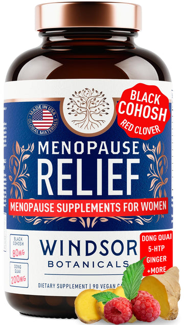 Menopause Supplements for Women - 5-HTP, Dong Quai, Black Cohosh for Menopause Hot Flashes, Night Sweats Relief Support - Womens Pre Meno Premenopausal Perimenopause Supplement - 90 Caps WINDSOR BOTANICALSAu supplements