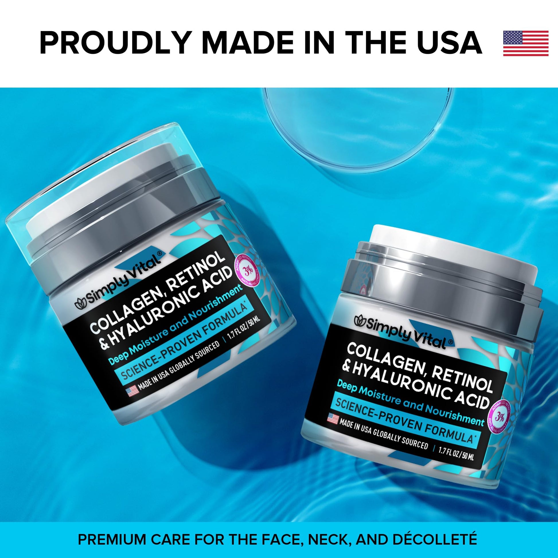 Anti-Aging Face Moisturizer with Retinol, Collagen & Hyaluronic Acid - Made in USA - Moisturizer Face Cream for Women & Men - Firming & Hydrating Neck Cream - Day & Night Skin Care - 1.7 fl oz SimplyVitalAu supplements