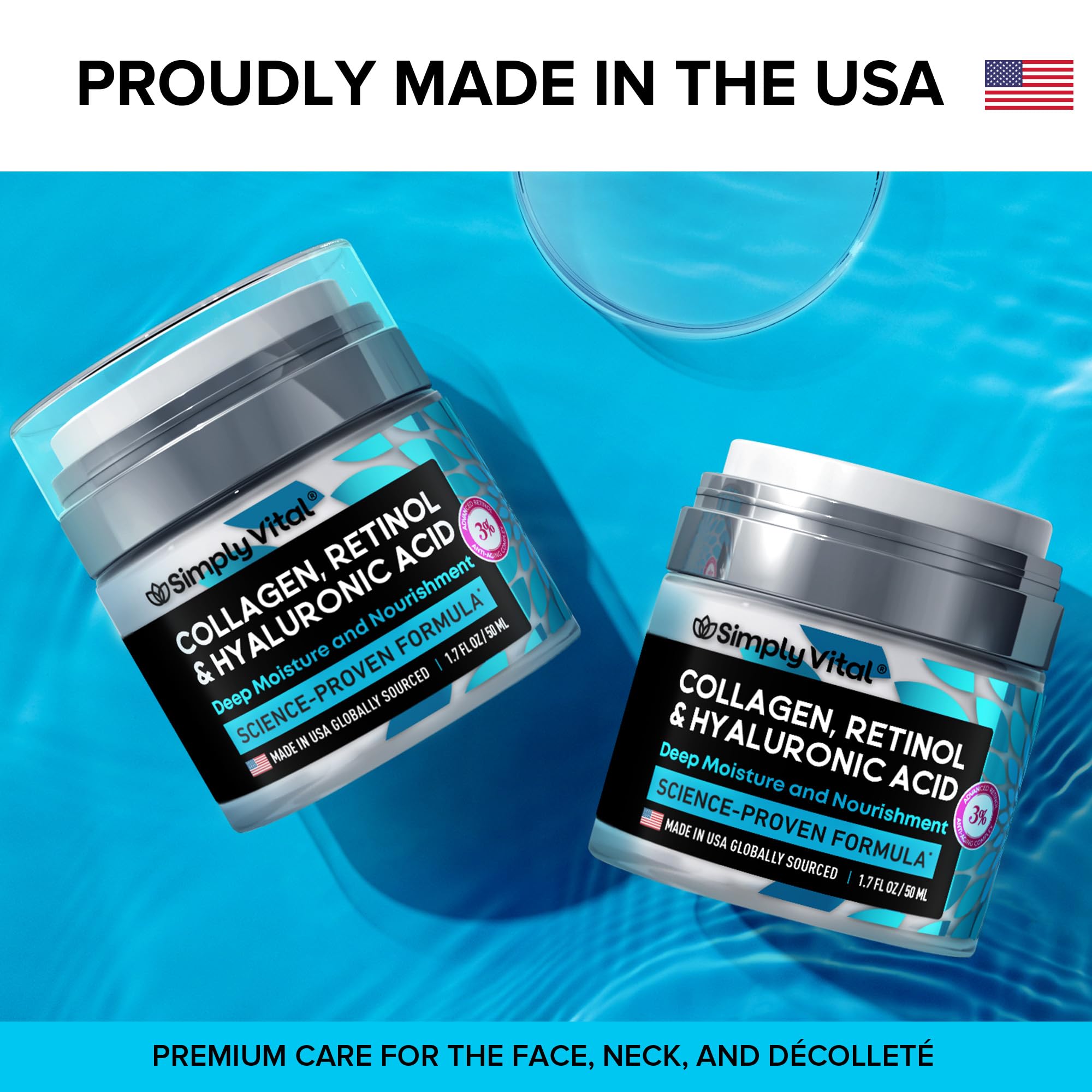 Anti-Aging Face Moisturizer with Retinol, Collagen & Hyaluronic Acid - Made in USA - Moisturizer Face Cream for Women & Men - Firming & Hydrating Neck Cream - Day & Night Skin Care - 1.7 fl oz SimplyVitalAu supplements
