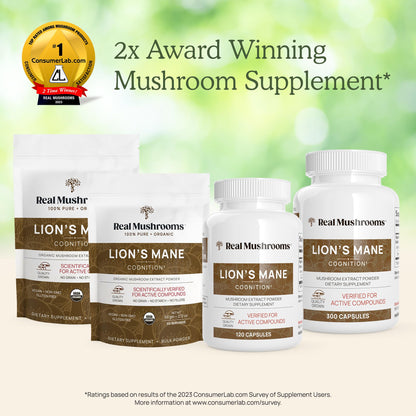 Real Mushrooms Lion’s Mane Capsules - Organic Lions Mane Mushroom Extract Real MushroomsUS supplements