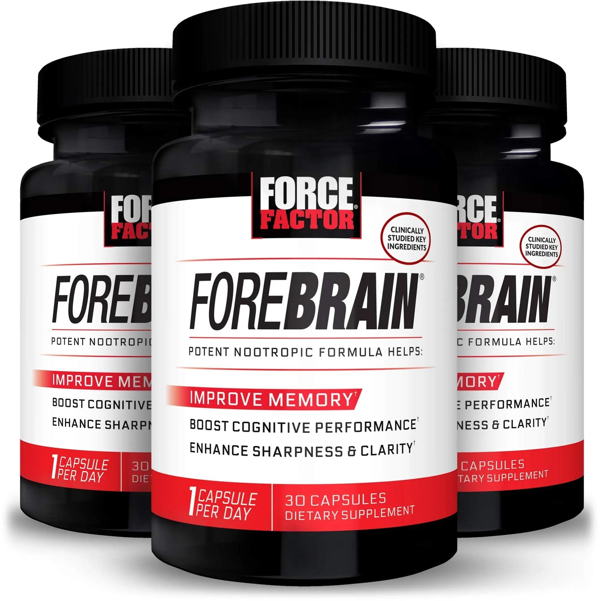 Force Factor Forebrain Nootropic Brain Supplement with Caffeine Bacopa and Huperzine A Capsules 3Pack, White, 90 Count Force FactorAu supplements
