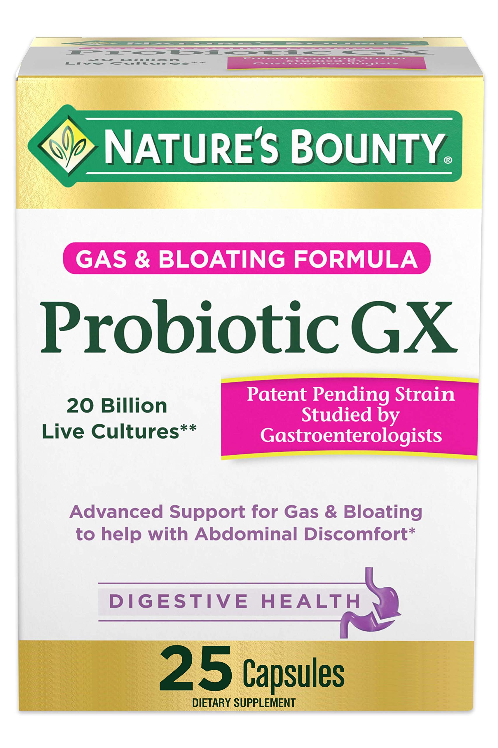 Nature's Bounty Probiotic GX, Helps with Occasional Gas and Bloating, Dietary Supplement, Digestive Health, 25 Capsules Nature's BountyAu supplements