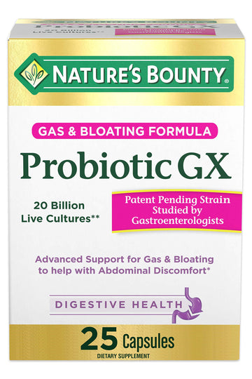 Nature's Bounty Probiotic GX, Helps with Occasional Gas and Bloating, Dietary Supplement, Digestive Health, 25 Capsules Nature's BountyAu supplements