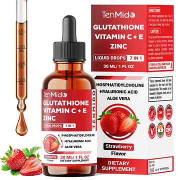 Tenmido Liposomal Glutathione Supplement - 7in1 Liquid Drops with Zinc, Vitamin C, Vitamin E, Phosphatidylcholine, Hyaluronic Acid, and Aloe Vera - Vegan, Non-GMO - 30ml 1 Fl Oz TenmidoAu supplements