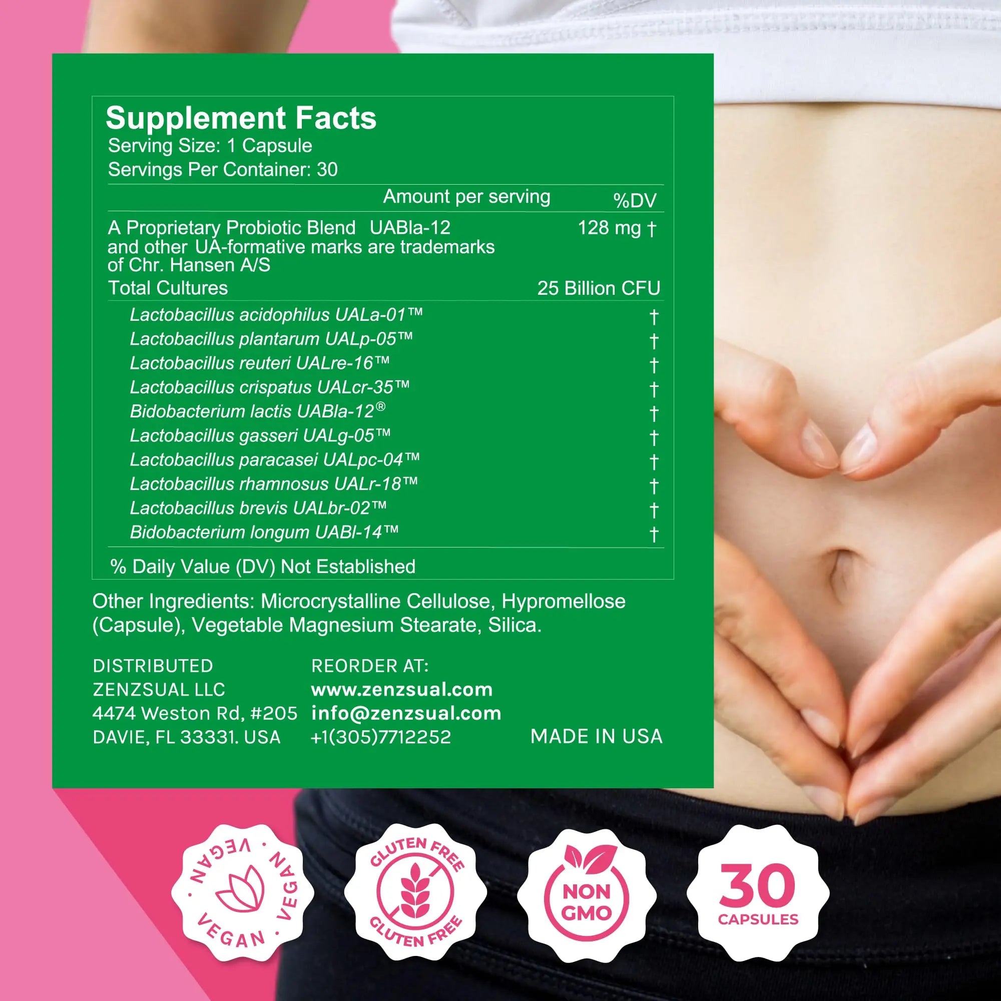 ZENZSUAL Zenbiotic Probiotics Support for Women – 25 Billion CFU, Vaginal Health & pH Balance Support, Odor & Yeast Control, Gut & Digestive Health, Urinary Comfort, Hormone Balance, 30 Vegan Capsules ZENZSUALnz supplements