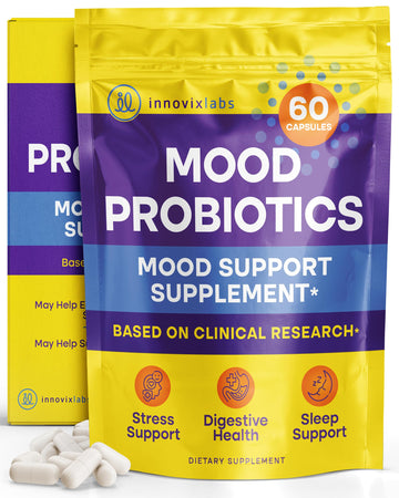 InnovixLabs Mood Probiotic for Women & Men, Clinically Studied Digestive & Mood Support Supplement, Lactobacillus helveticus Rosell-52ND & Bifidobacterium longum Rosell-175, 60 Capsules InnovixLabsAu supplements