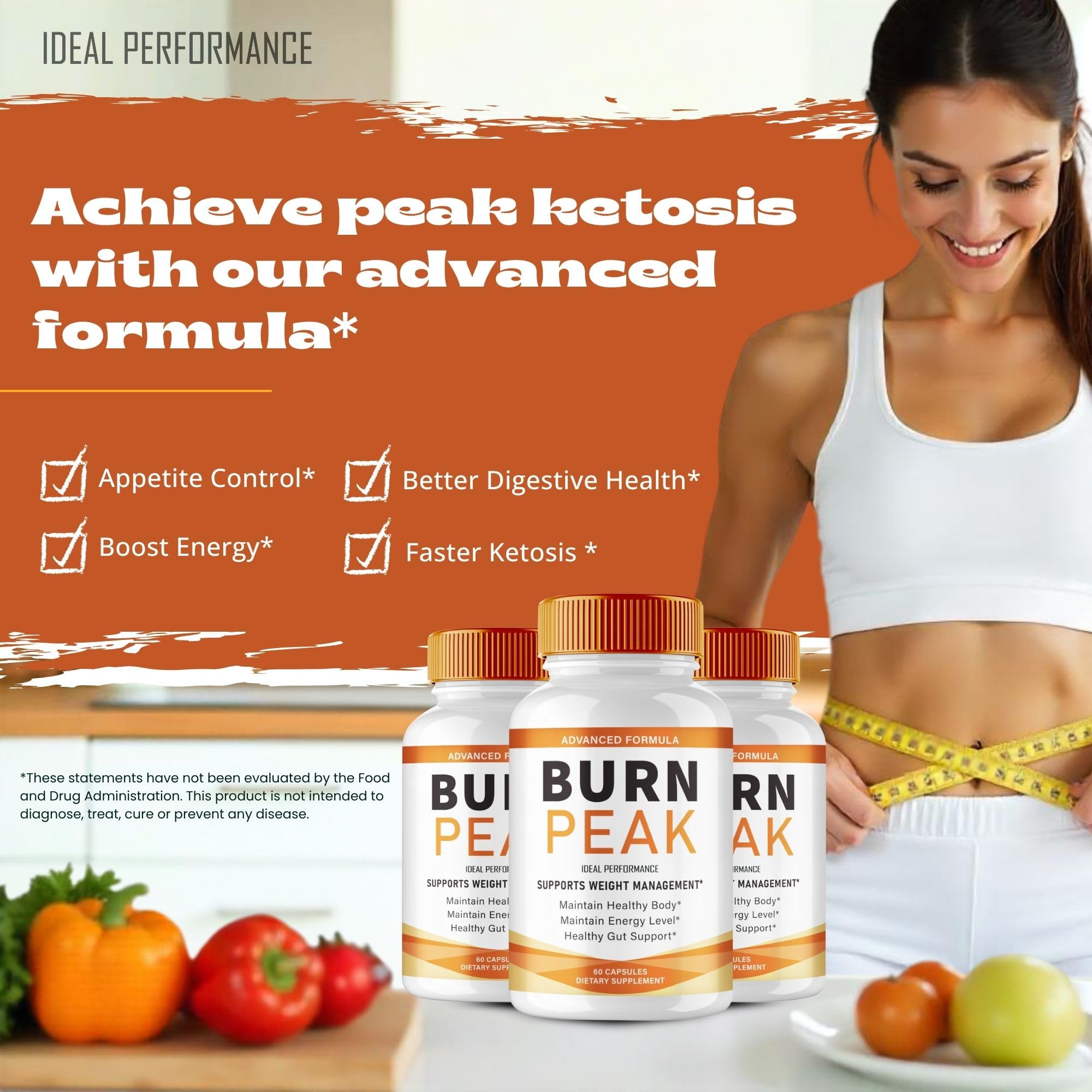 Burn Peak Capsules, Official BurnPeak Supplement Pills - Maximum Strength, All Natural Keto Capsule to Sustain Active Lifestyle & Fitness Goals, Overall Health Burn Peak Reviews (5 Pack) IDEAL PERFORMANCEAu supplements
