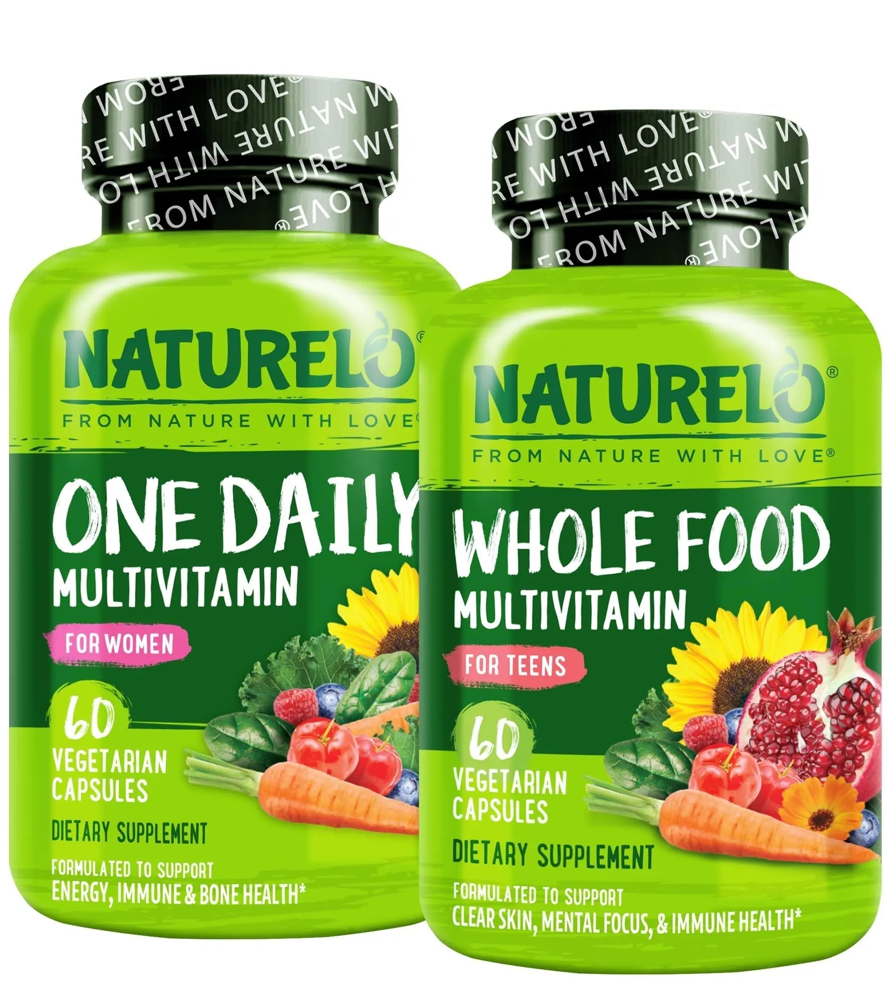 NATURELO Teen Multivitamin - Whole Food, 60 Capsules and One Daily Multivitamin for Women, 60 Capsules - 2 Month Supply Bundle NATURELOAu supplements