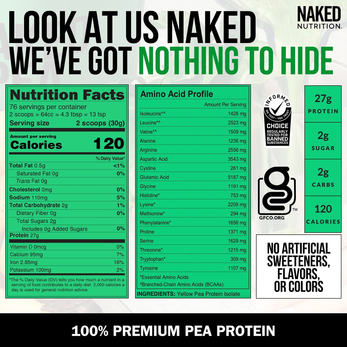 NAKED Pea - 5LB 100% Pea Protein Powder from North American Farms - Unflavored NAKEDUS supplements