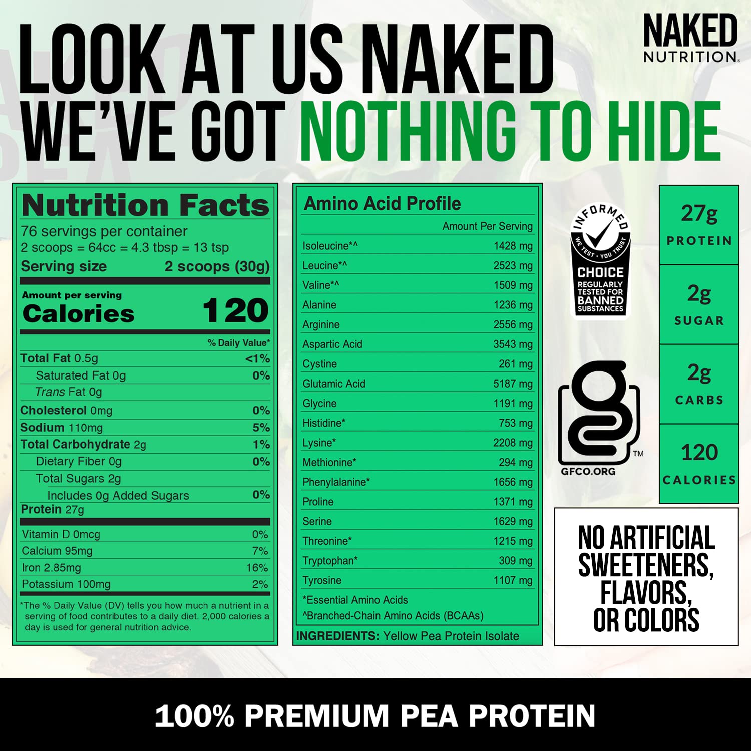 NAKED Pea - 5LB 100% Pea Protein Powder from North American Farms - Unflavored NAKEDUS supplements