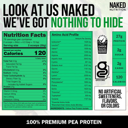 NAKED Pea - 5LB 100% Pea Protein Powder from North American Farms - Unflavored NAKEDUS supplements
