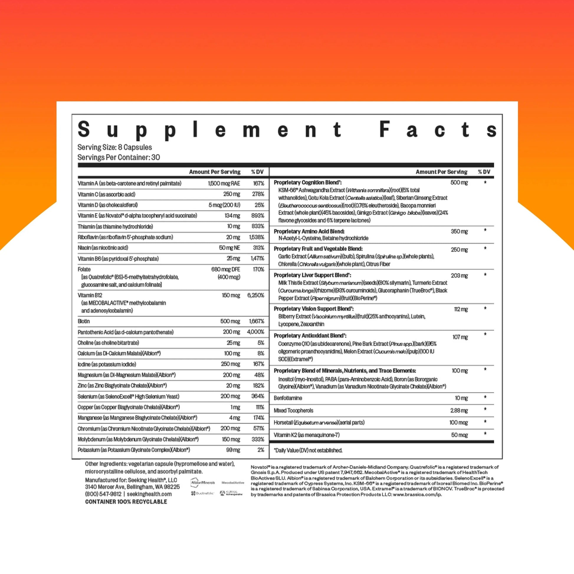 Seeking Health Optimal Multivitamin, Active B Vitamins and L-5-MTHF, Riboflavin, B6, Bioavailable Folate and B12, CoQ10 Seeking HealthAu supplements