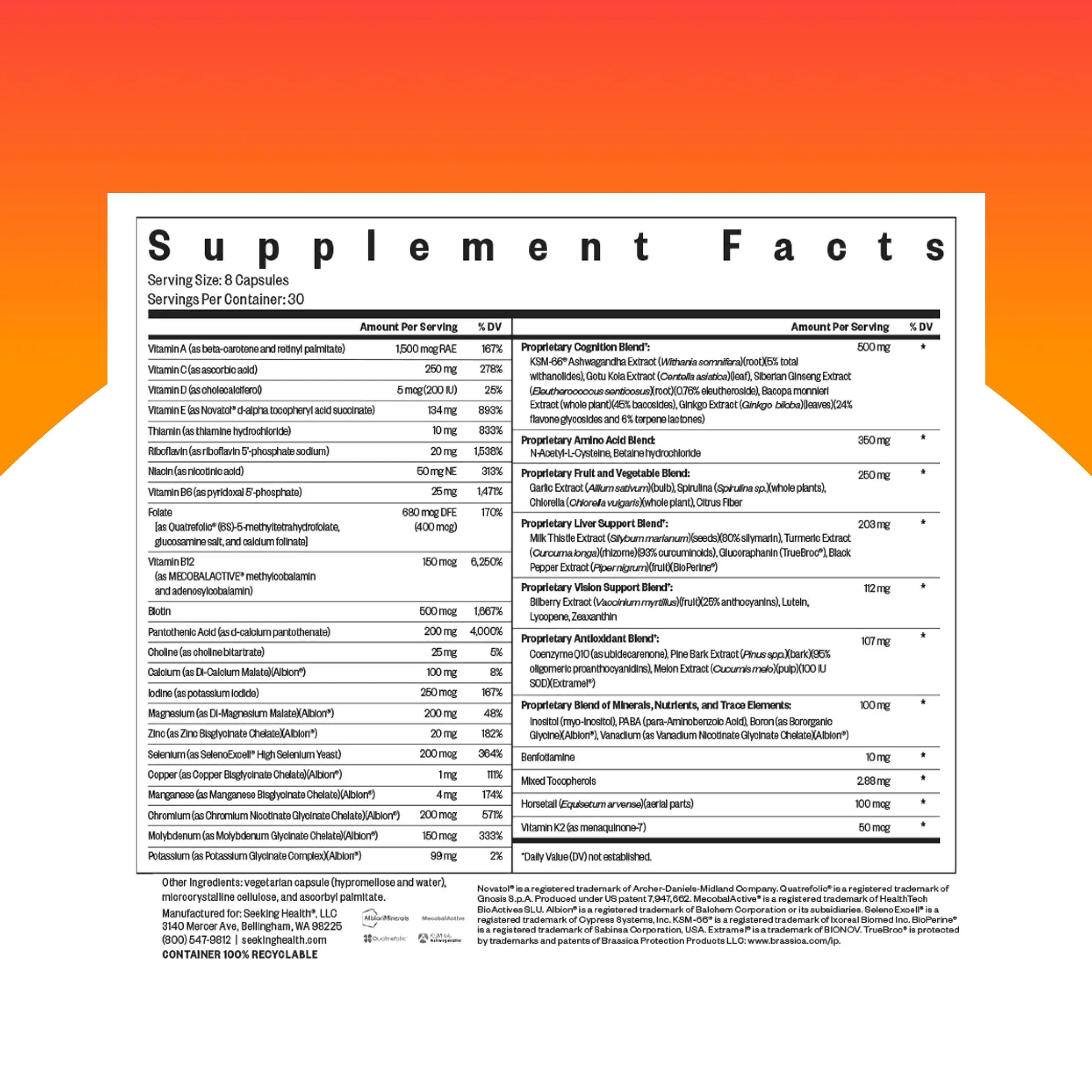 Seeking Health Optimal Multivitamin, Active B Vitamins and L-5-MTHF, Riboflavin, B6, Bioavailable Folate and B12, CoQ10 Seeking HealthAu supplements
