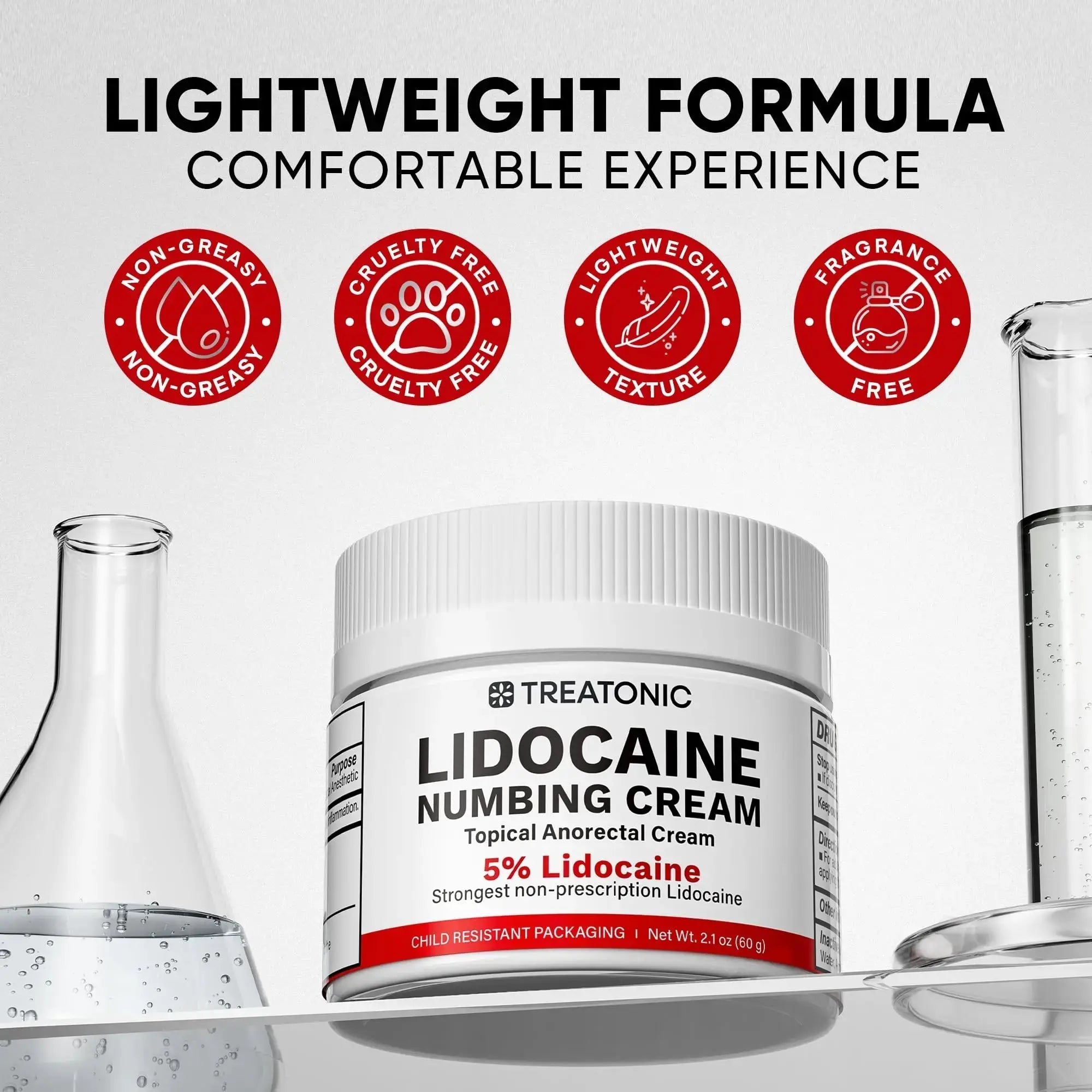5% Lidocaine Topical Numbing Cream: Maximum Strength Topical Anesthetic Numb Cream for Pain Relief, Itching, Burning, Soreness, Hemorrhoid - Fast Acting & Long Lasting Numbing Formulation - 2.1 oz TreatonicAu supplements