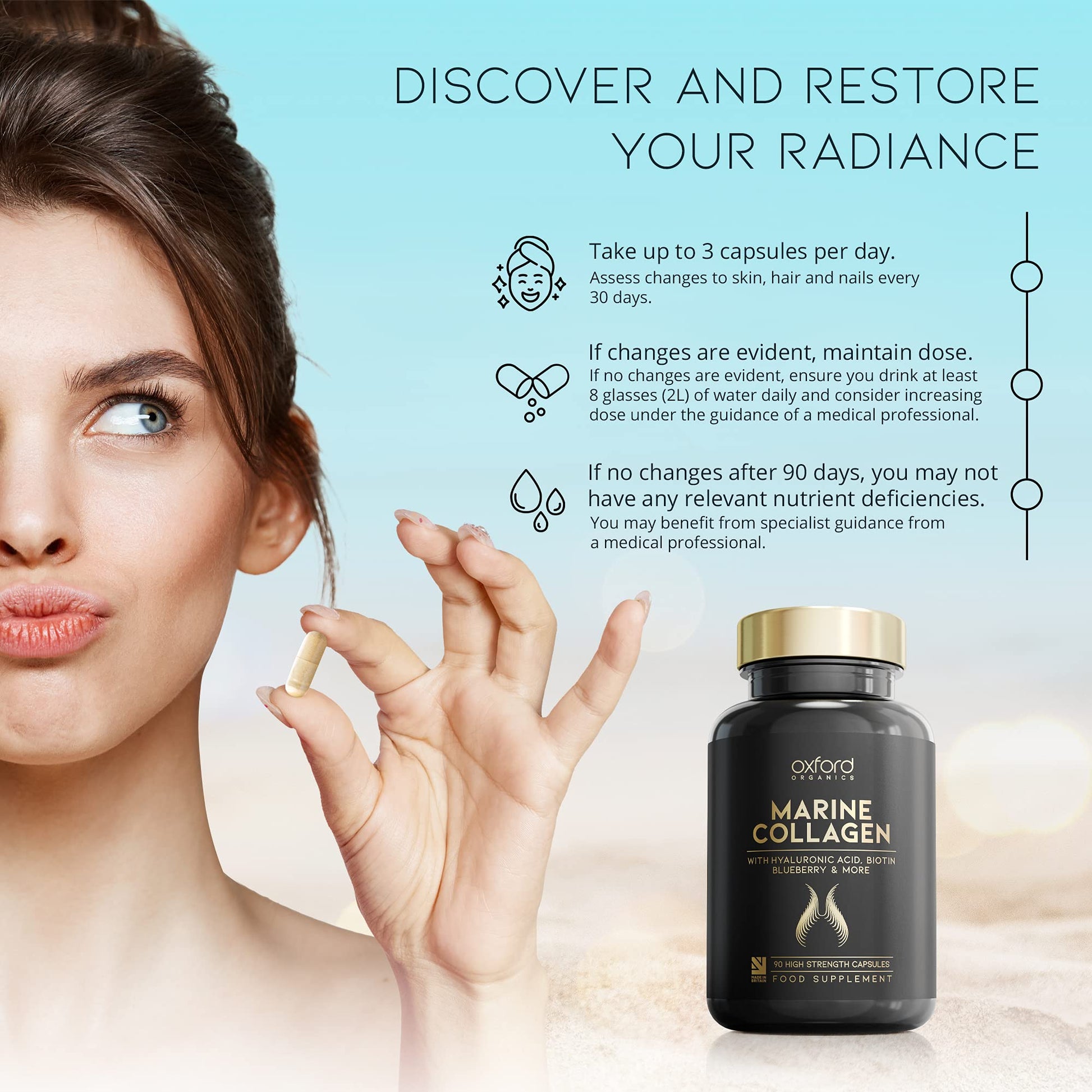 Advanced Marine Collagen Capsules | 1735mg Superfood & Vitamin Boosted Complex for Glowing Hair, Skin & Nails Oxford OrganicsAu supplements