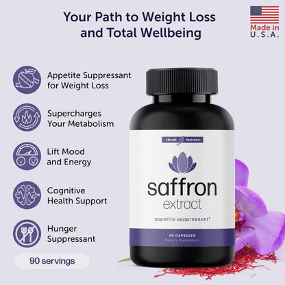 Pure Saffron Extract - Appetite Suppressant for Weight Loss Women & Men - Natural Hunger Ultra6 NutritionUS supplements
