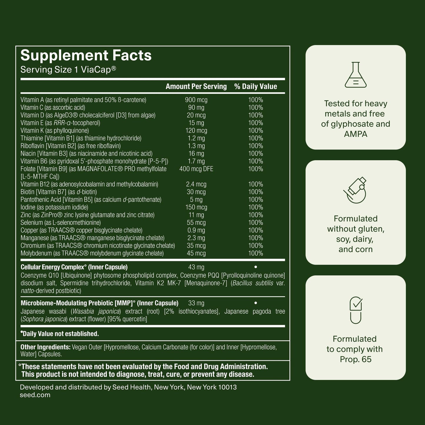 Seed DM-02 Daily Multivitamin - 100% DV Essential Vitamins and Minerals for Women & Men - Helps Fill Daily Nutrient Gaps - Immune, Bone, Hair, Skin & Nails Health - Vegan - 30 Capsules (30-Day Supply) Visit the Seed StoreUS supplements