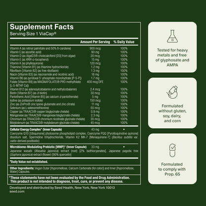 Seed DM-02 Daily Multivitamin - 100% DV Essential Vitamins and Minerals for Women & Men - Helps Fill Daily Nutrient Gaps - Immune, Bone, Hair, Skin & Nails Health - Vegan - 30 Capsules (30-Day Supply) Visit the Seed StoreUS supplements
