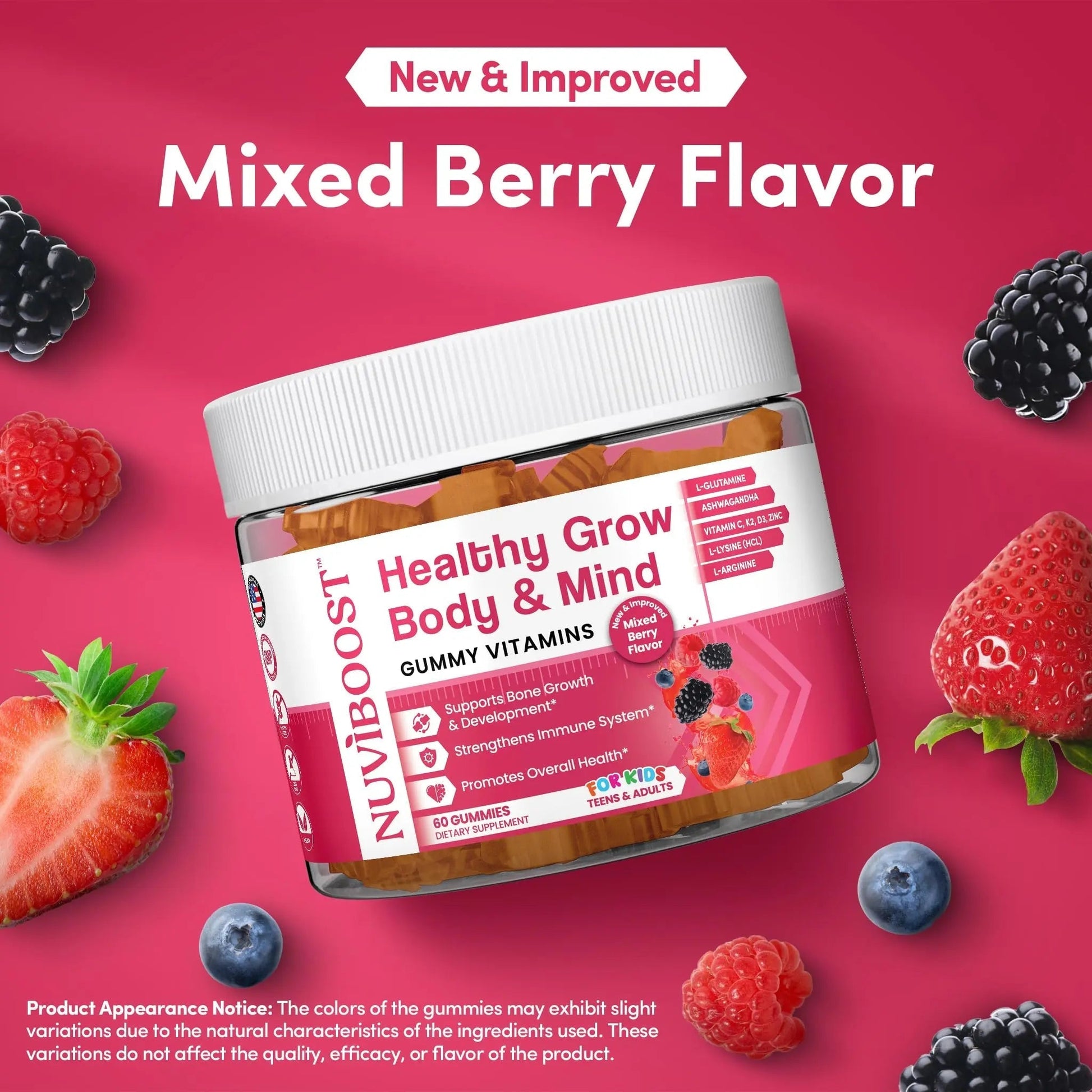 NUVIBOOST Healthy Grow Height Growth Gummies Rich in Calcium, Vitamins C, D3, K2, L-Arginine, Ashwagandha, and Others NUVIBOOSTAu supplements