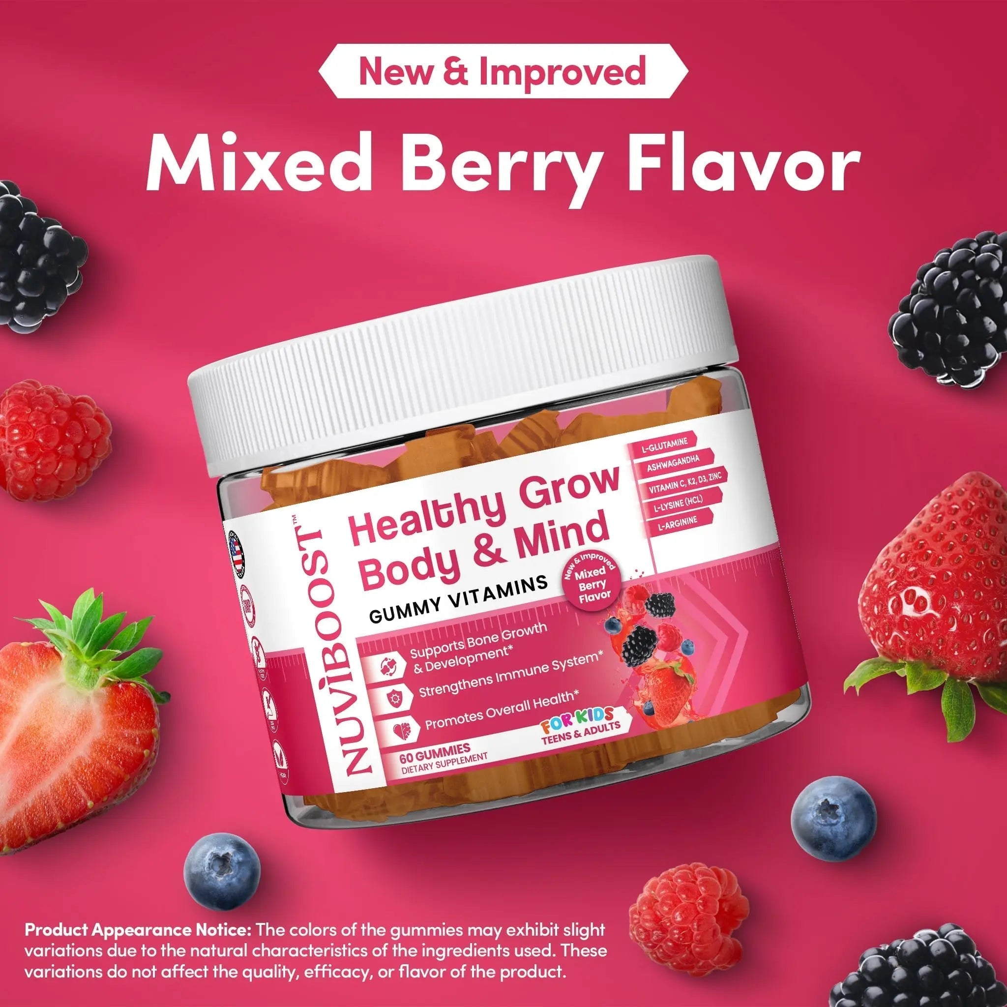 NUVIBOOST Healthy Grow Height Growth Gummies Rich in Calcium, Vitamins C, D3, K2, L-Arginine, Ashwagandha, and Others NUVIBOOSTAu supplements