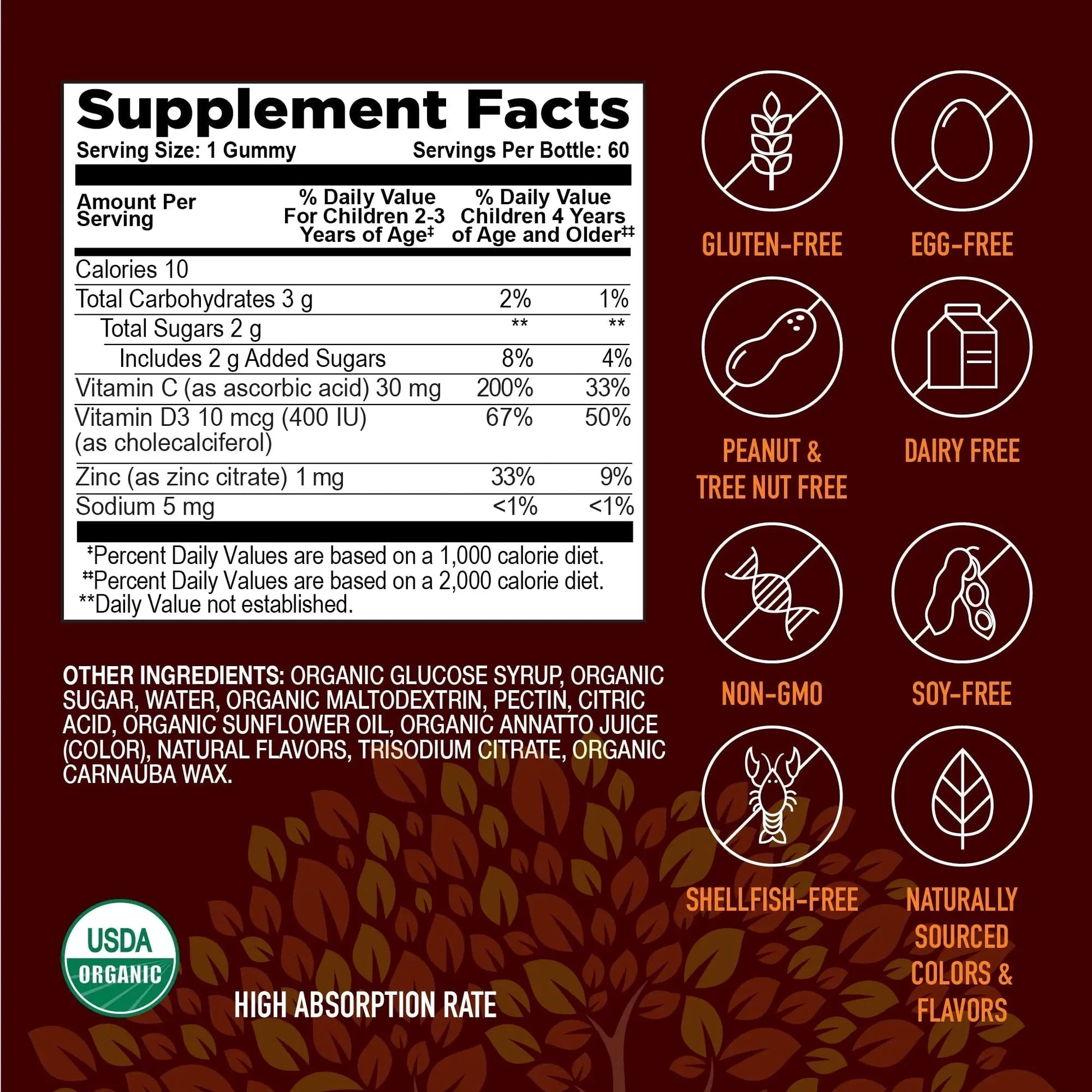 YUM-V'S Kids Strong Earth - Organic Immune Health Gummies with Vitamin C, Vitamin D3 Plus Zinc - Immune System Boost Zinc YUM-V'SAu supplements