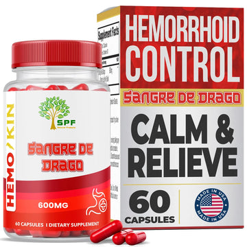 SPF Natural Products HEMOKIN with Sangre de Drago – Hemorrhoid and Fissure Relief Supplement, Helps with Itching, Swelling, Pain Relief (60 Caps) (1) SPF Natural ProductsAu supplements