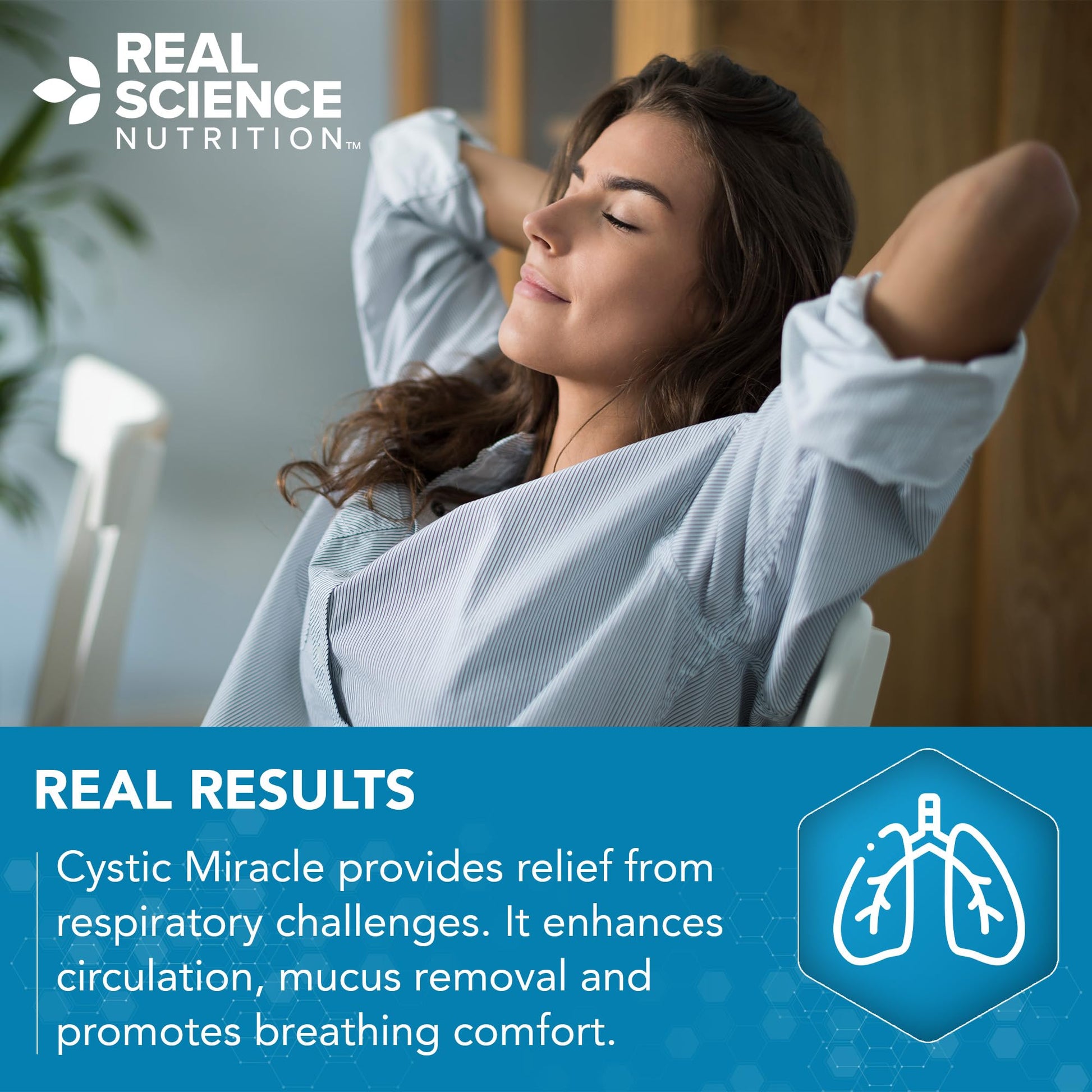 Real Science Cystic Miracle - Lung Support Supplement for Breathing Support and Mucus Clearance – with Vinitrox & GABA to Help Clear Lungs and Aid Respiratory Health, Made in USA, 60 Caps Real Science NutritionAu supplements