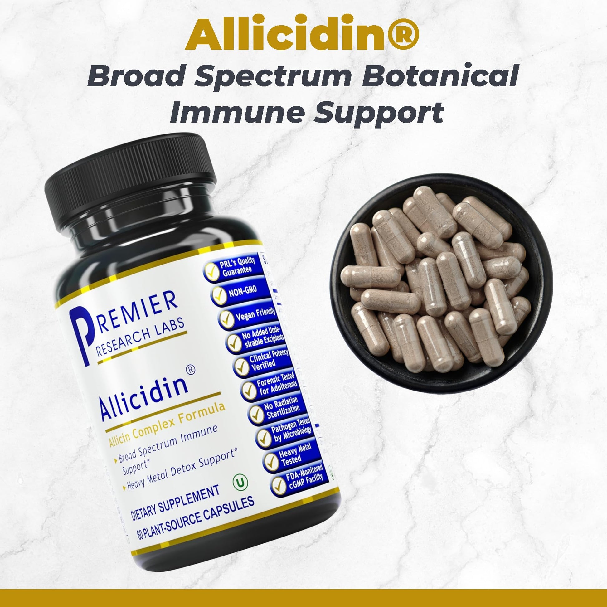 Premier Research Labs Allicidin - Garlic Allicin Supplement, Garlic Supplements, Garlic Pills, Allicin Extract, Garlic Extract, Odorless Garlic Capsules, Immune Support - 60 Vegetarian Capsules Premier Research LabsAu supplements