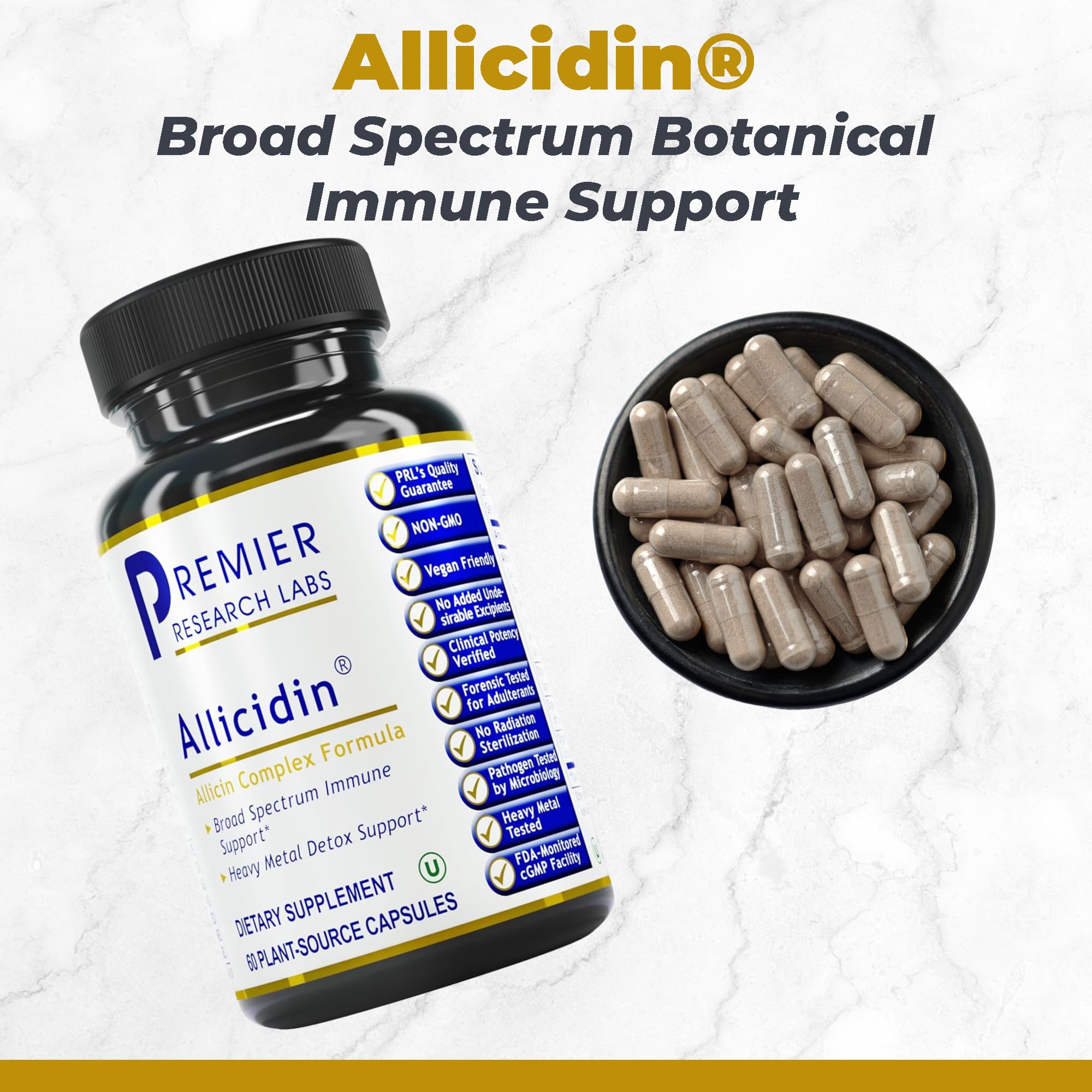 Premier Research Labs Allicidin - Garlic Allicin Supplement, Garlic Supplements, Garlic Pills, Allicin Extract, Garlic Extract, Odorless Garlic Capsules, Immune Support - 60 Vegetarian Capsules Premier Research LabsAu supplements
