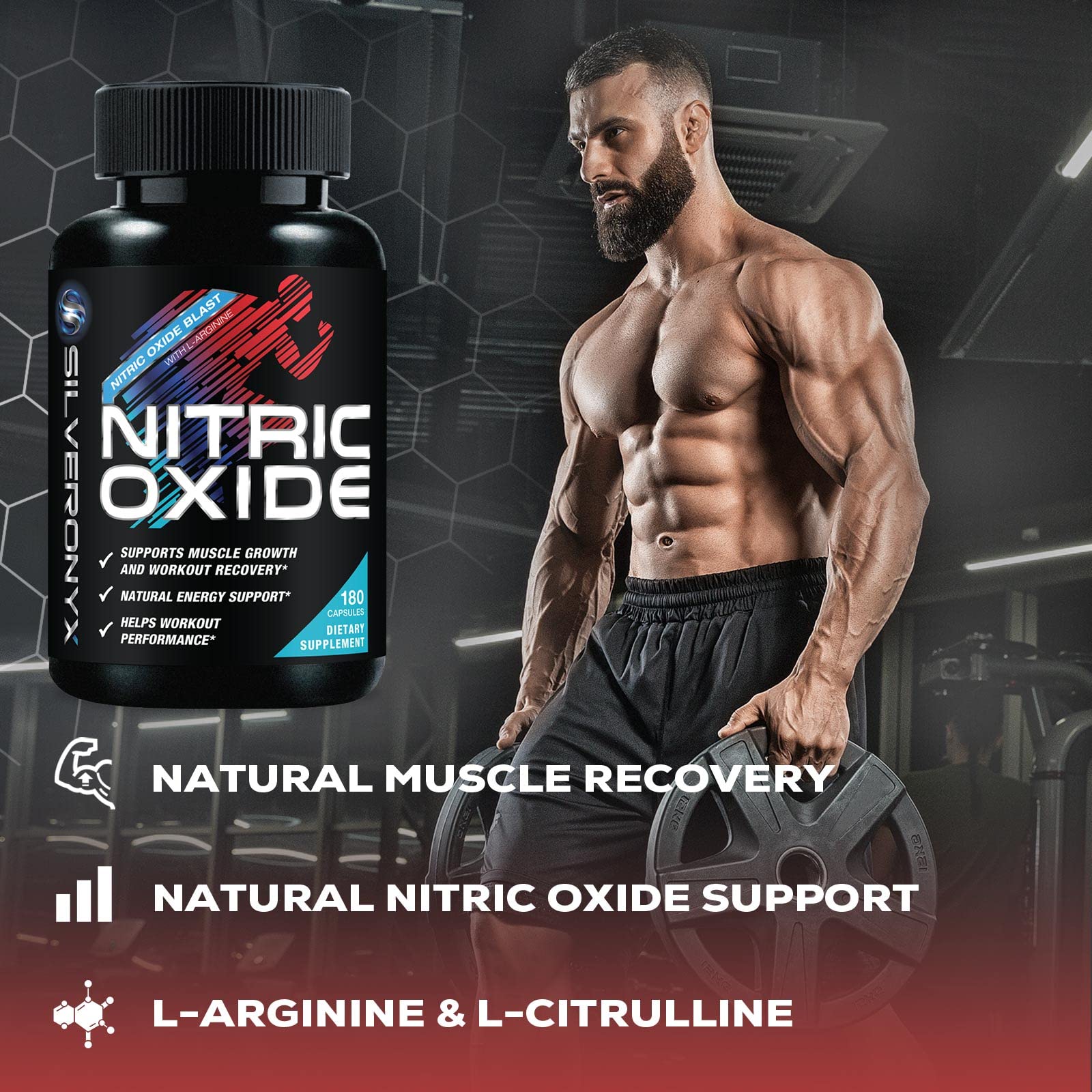 Extra Strength Nitric Oxide Supplement L Arginine 3X Strength - Citrulline Malate, AAKG SILVERONYXAu supplements