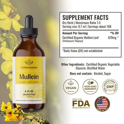 Mullein Leaf Tincture - Lung Cleanse - Vegan Mullein Drops - Lung Detox HERBAMAMAUS supplements