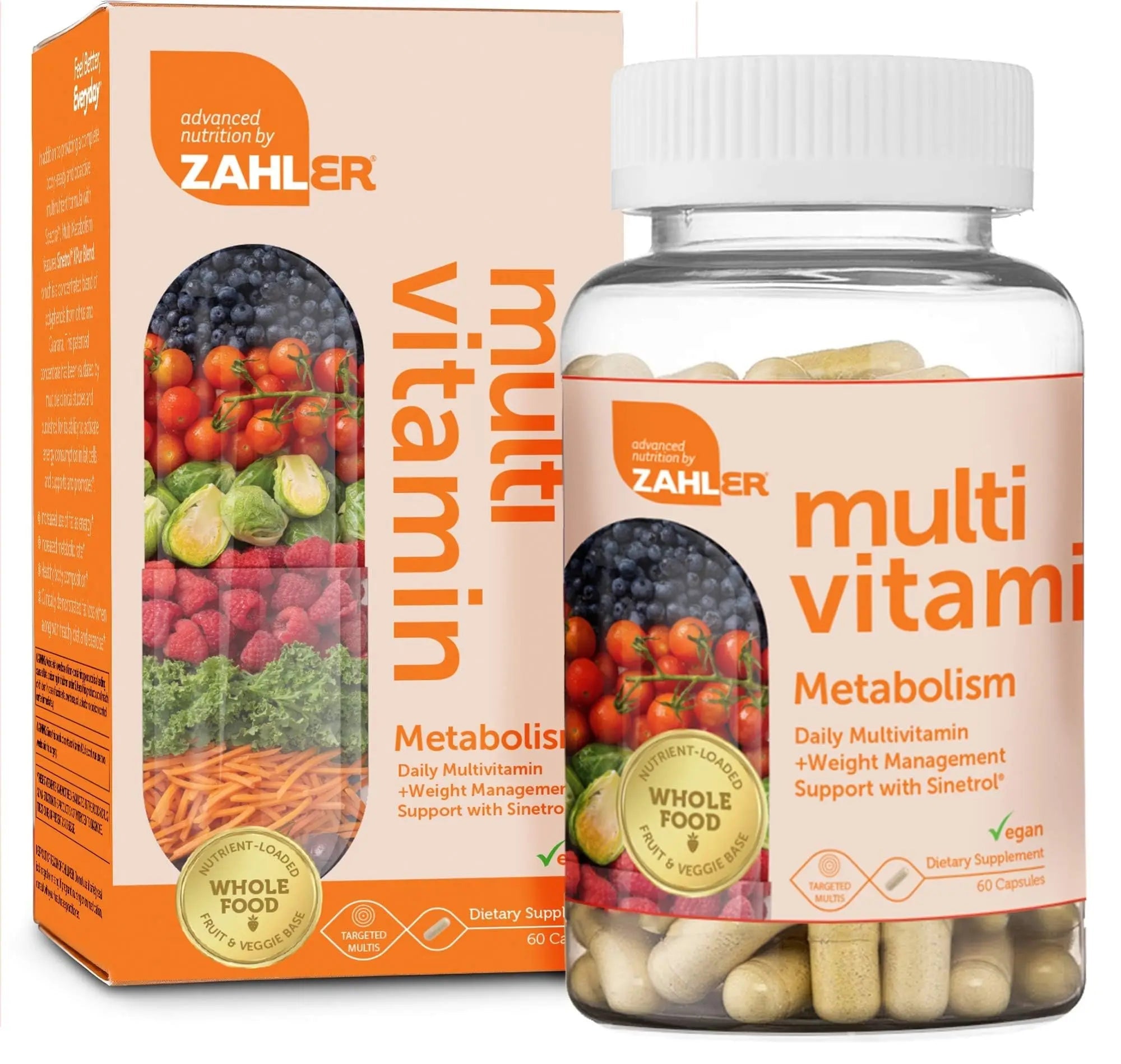 Zahler Multivitamin Metabolism + Weight Management Support for Women and Men with Iron, Certified Kosher, 60 Capsules ZahlerAu supplements