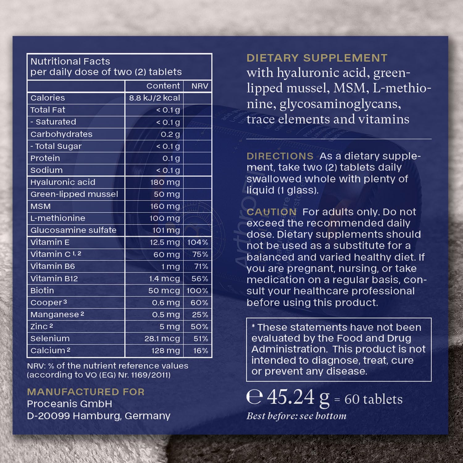 ArthroFill™ Tablets - Proven European Joint Relief - Vegan Hyaluronic Acid - Nutrient Complex - Support Active Movement Functions with 15 Vital Micronutrients - Made in Germany ArthroFillAu supplements