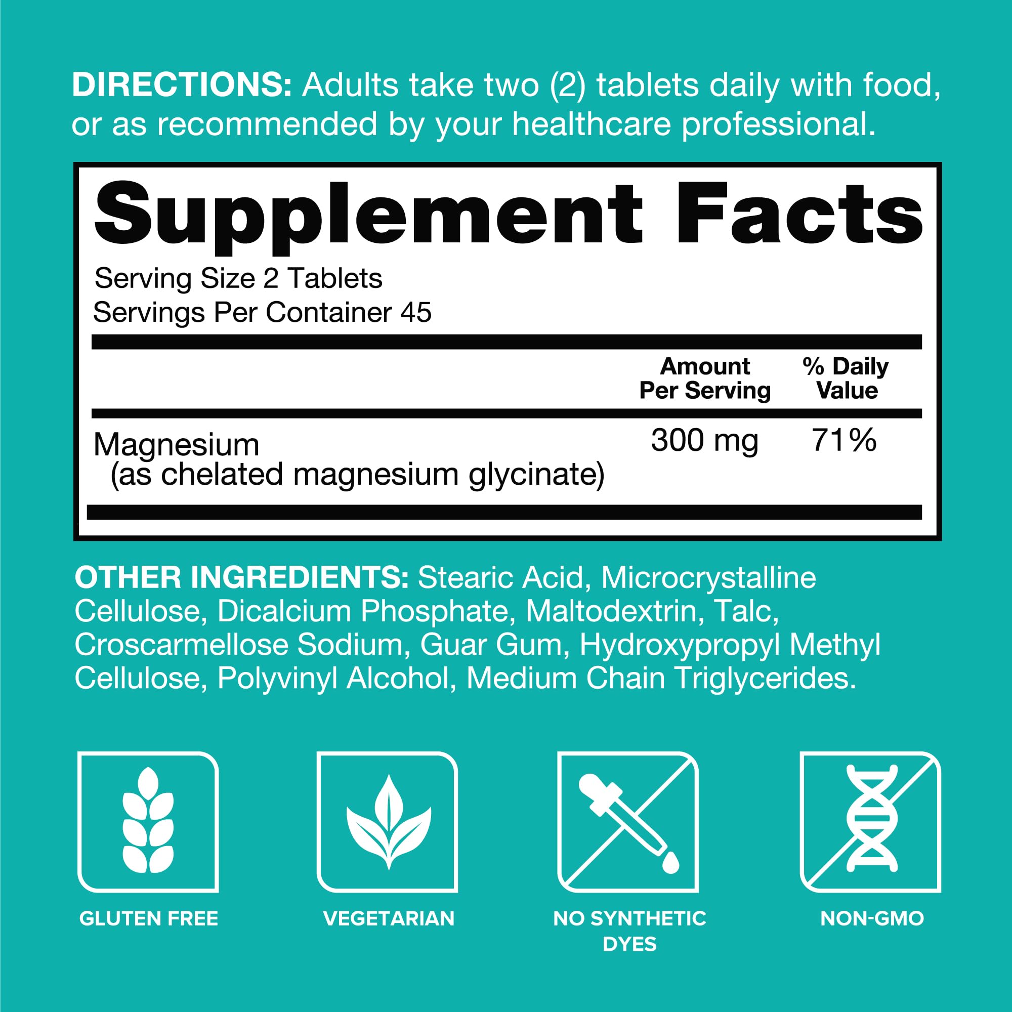 Qunol Magnesium Glycinate 300mg, 100% Glycinate Chelated Magnesium Supplement, 90ct Tablets QunolAu supplements