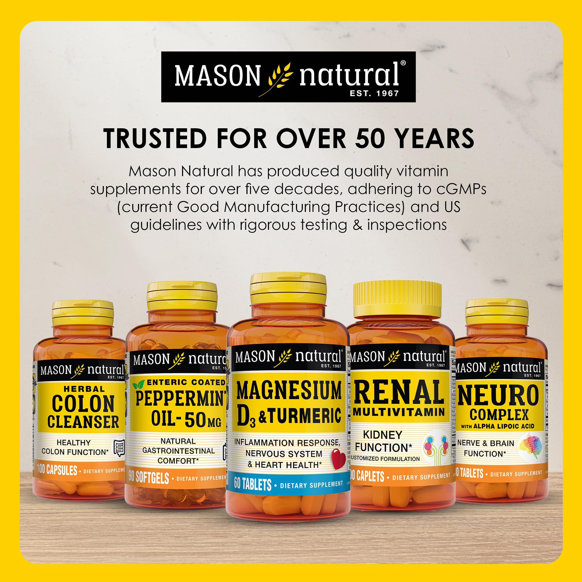 MASON NATURAL Mini Multi Vitamins with Iron, Vitamins A, C, D, E, B1, B2, B3, B6, B12, Folate and Calcium for Overall Health MASON NATURALAu supplements
