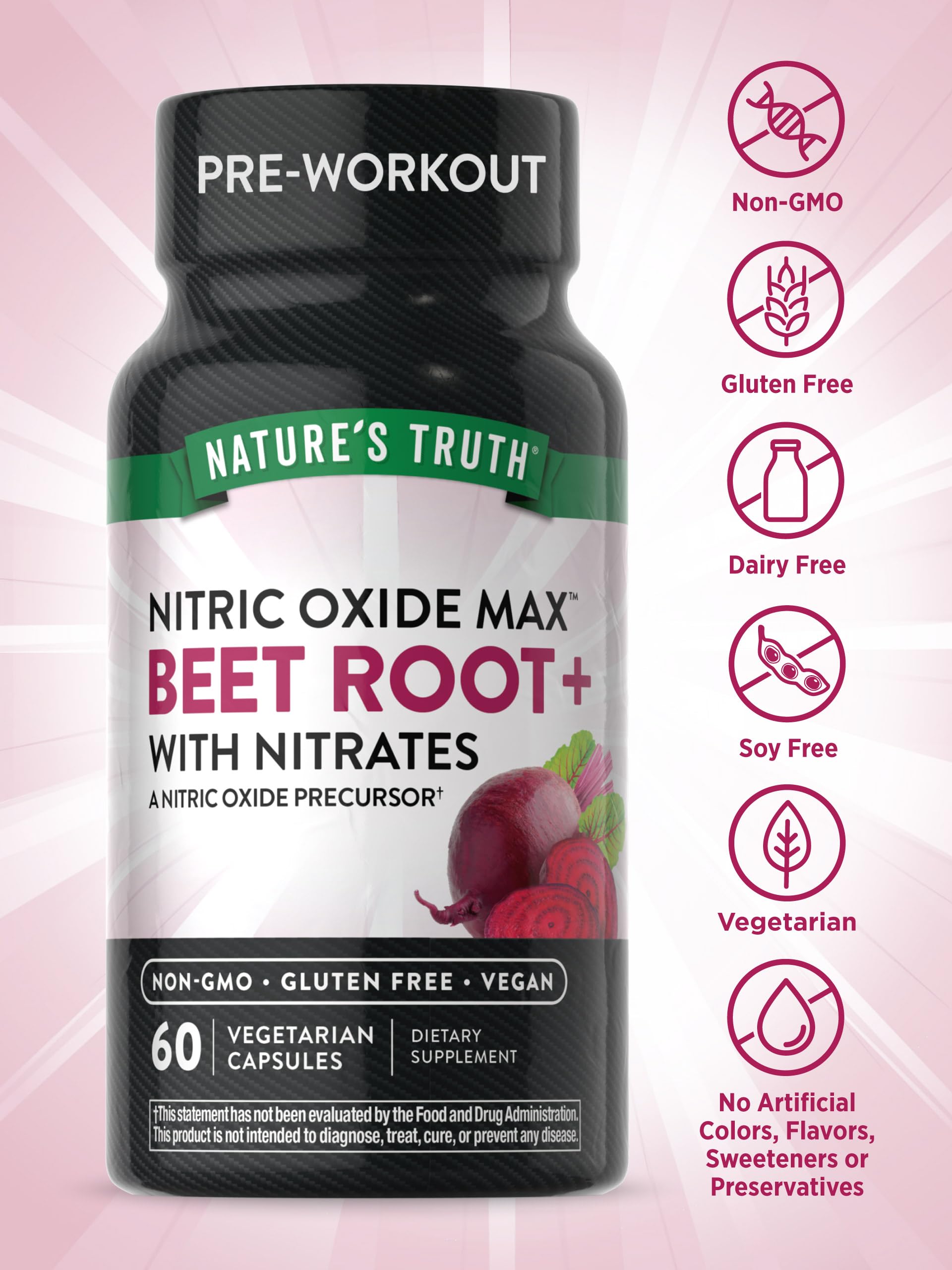 Nature's Truth Beet Root Capsules | 60 Count | Nitric Oxide Supplement for Men and Women Nature's TruthAu supplements