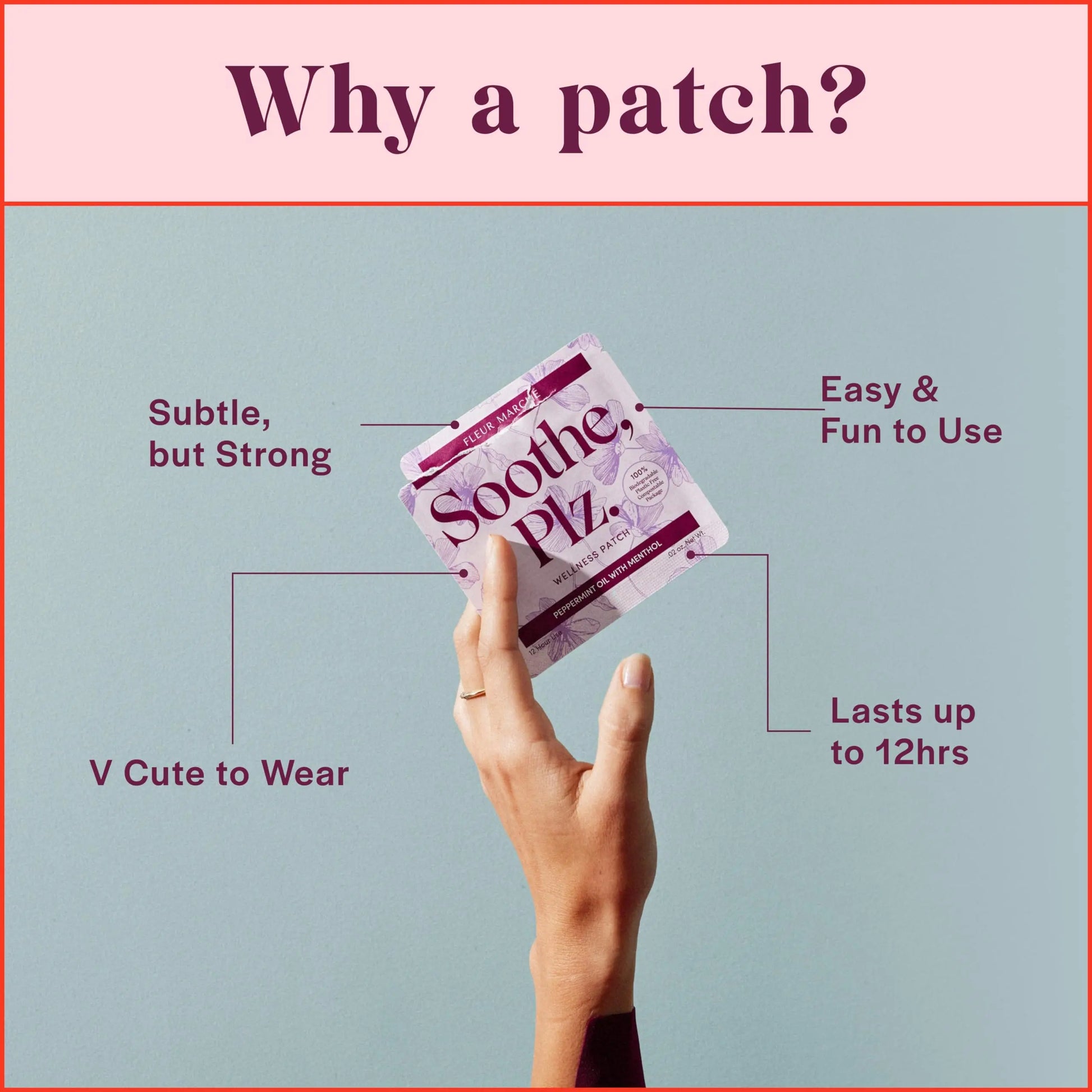 Fleur Marche Soothe, Plz. Botanical Patch - Muscle Recovery Patch with Peppermint Oil & Menthol - Post Night Out, Post Workout, or Daily Relief - Highly Bioavailable - 7 Patches Fleur Marchénz supplements