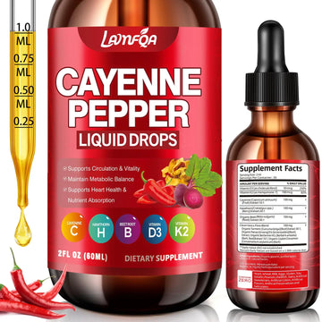 Cayenne Pepper Liquid Drops - Potent Blend with Hawthorn Berry, Turmeric Curcumin, Vitamin D3 K2, Beet Root & Panax Ginseng - Vegan, Non-GMO, High Absorbed Gentle Formula - 2 OZ LAMFQAAu supplements