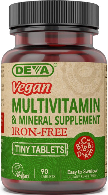 DEVA Vegan Iron-Free Multivitamin & Mineral Supplement, Vitamin C, D2, E & B-Complex, Biotin, 90 Tiny Tablets DEVAAu supplements