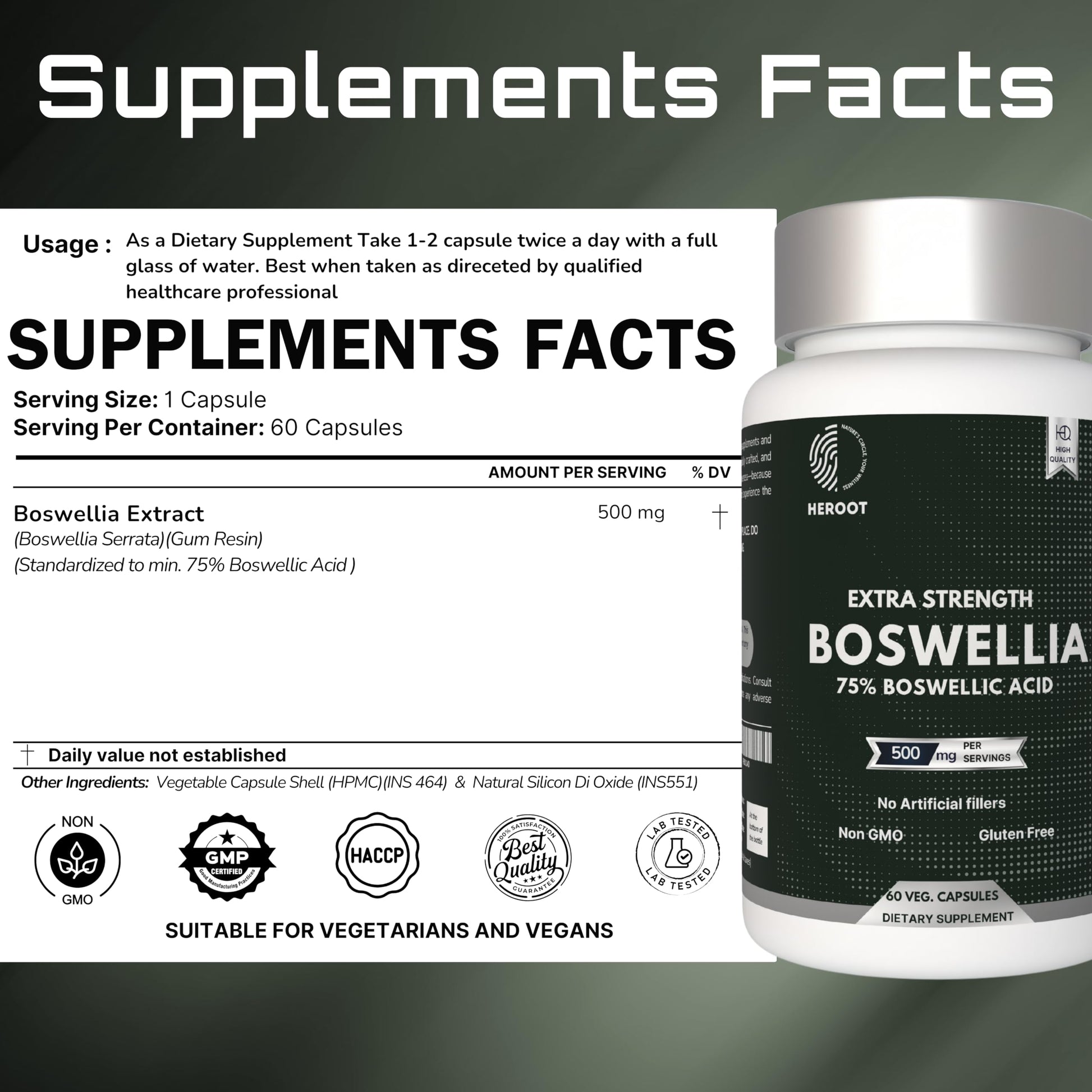 Heroot Boost Joint Mobility with 75% Extra Strength Boswellia Serrata Extract, 120 Capsules HerootAu supplements
