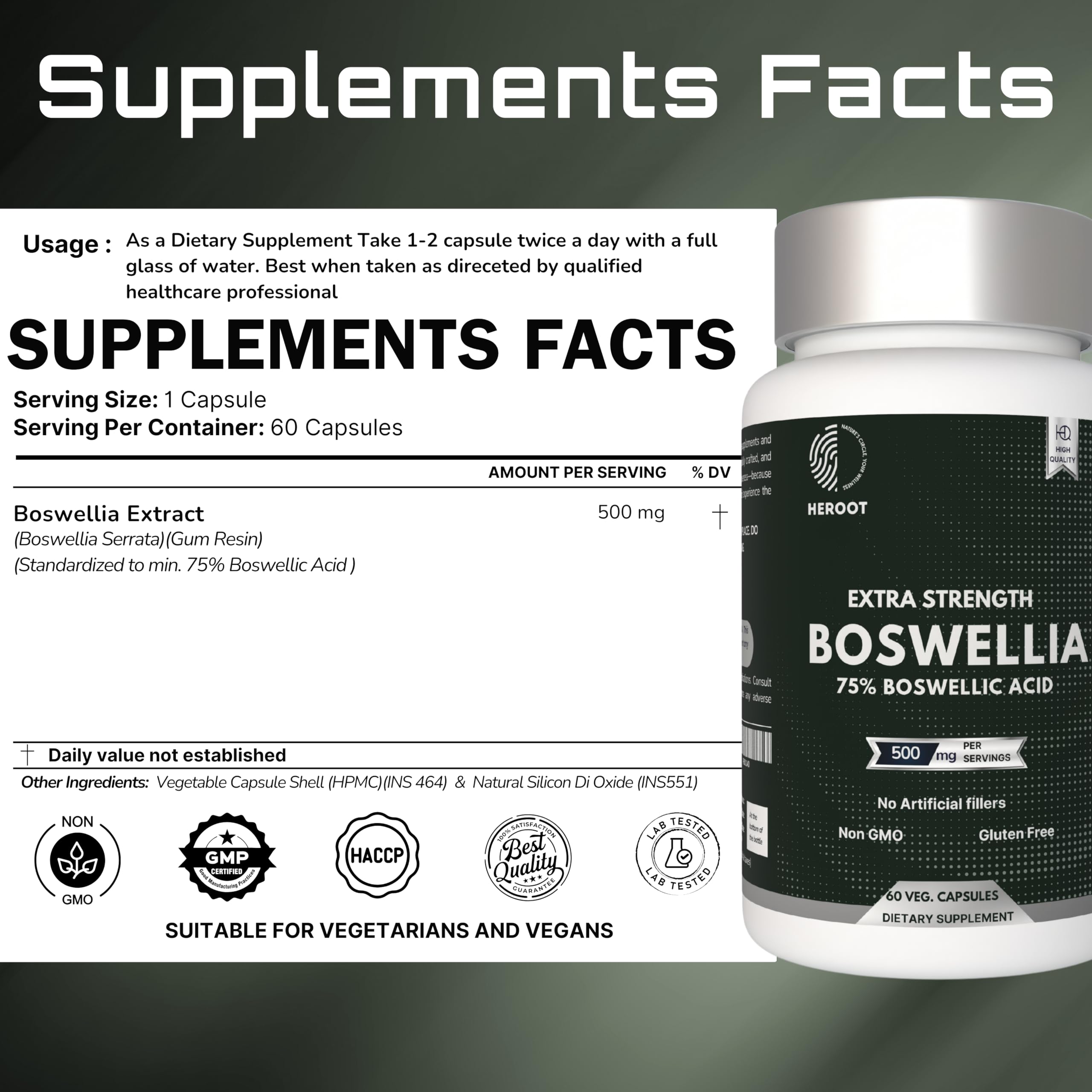 Heroot Boost Joint Mobility with 75% Extra Strength Boswellia Serrata Extract, 120 Capsules HerootAu supplements